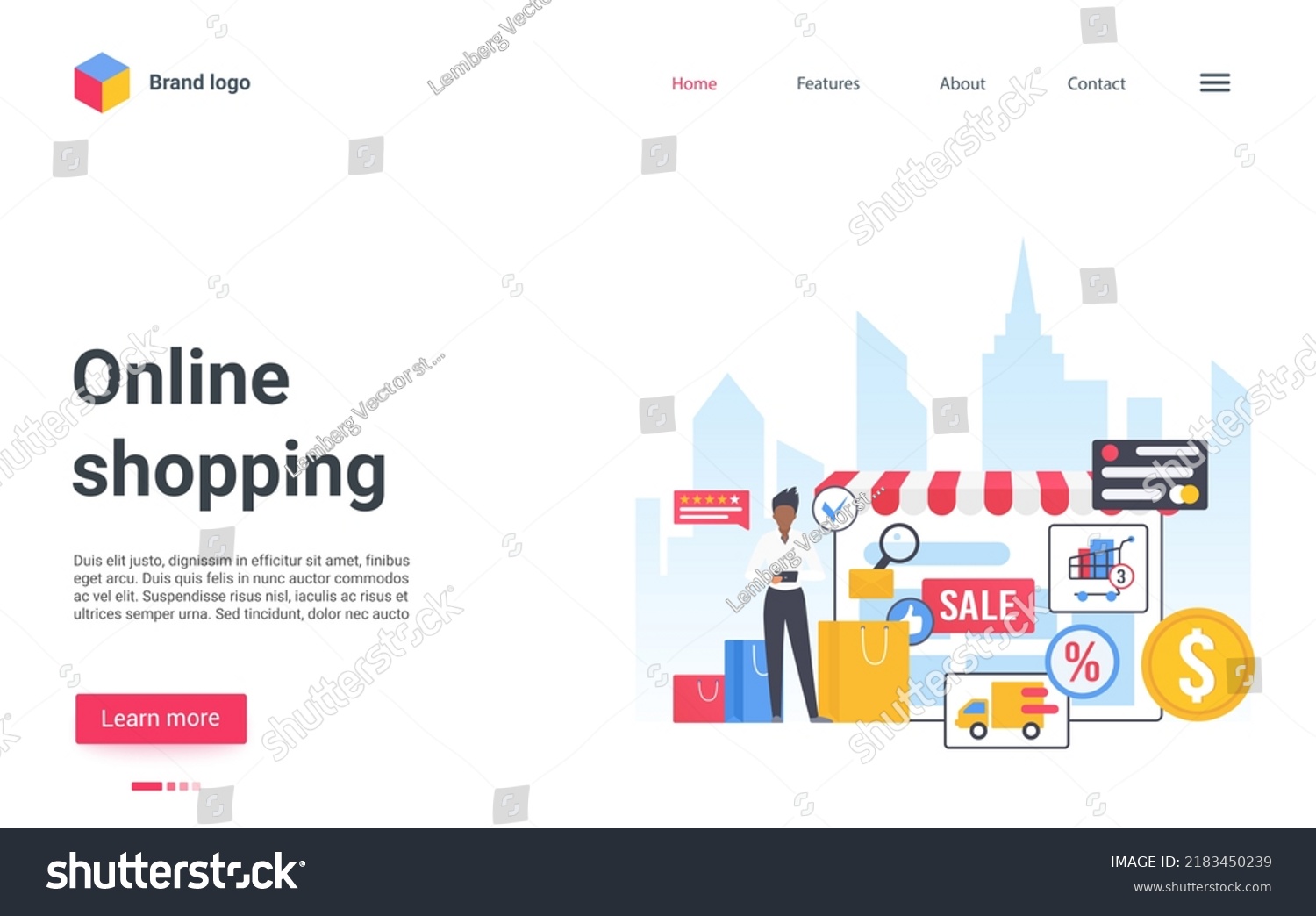 Online Shopping Service Illustration Cartoon Man Stock Illustration ...