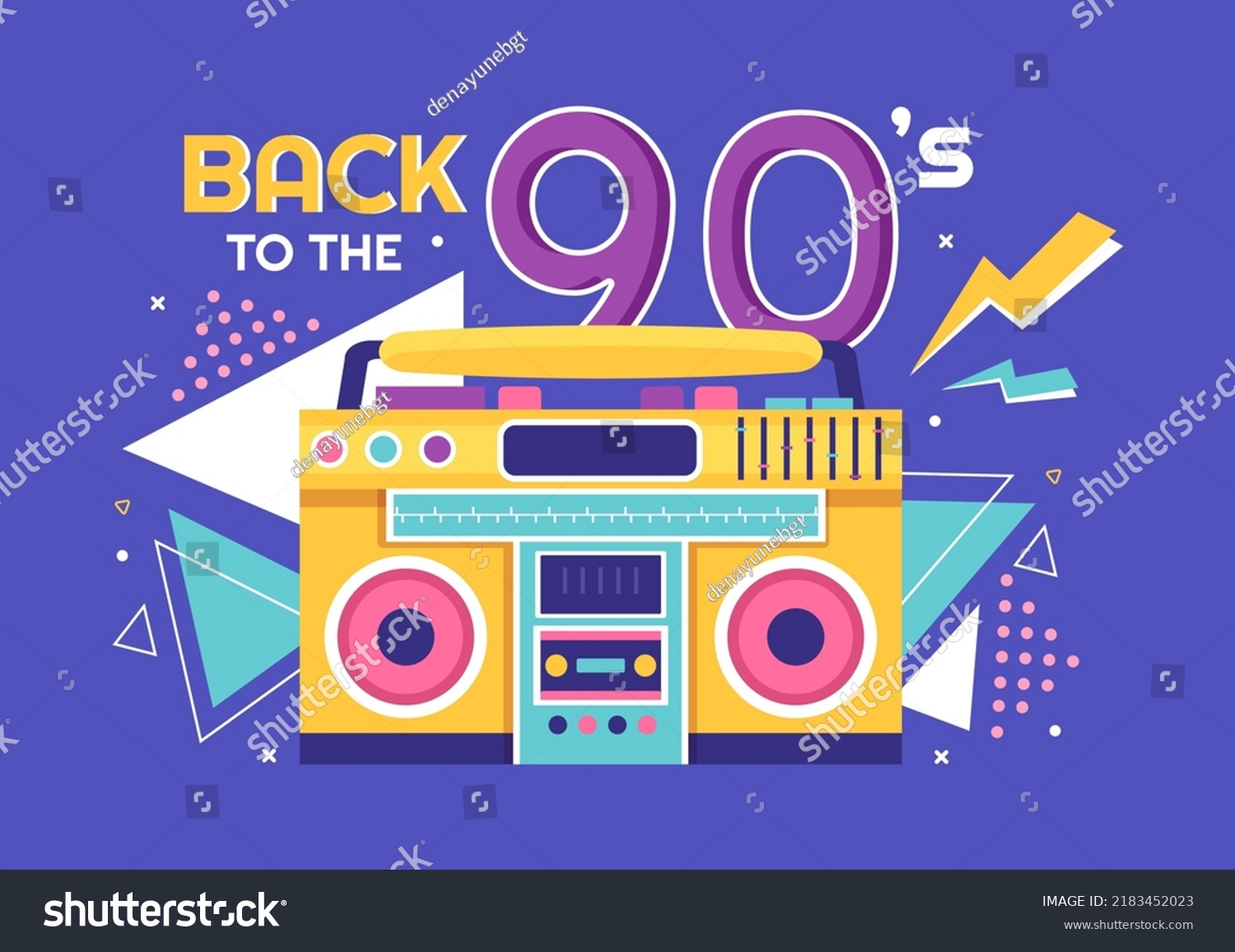 90s Retro Party Cartoon Background Illustration Stock Vector (Royalty ...