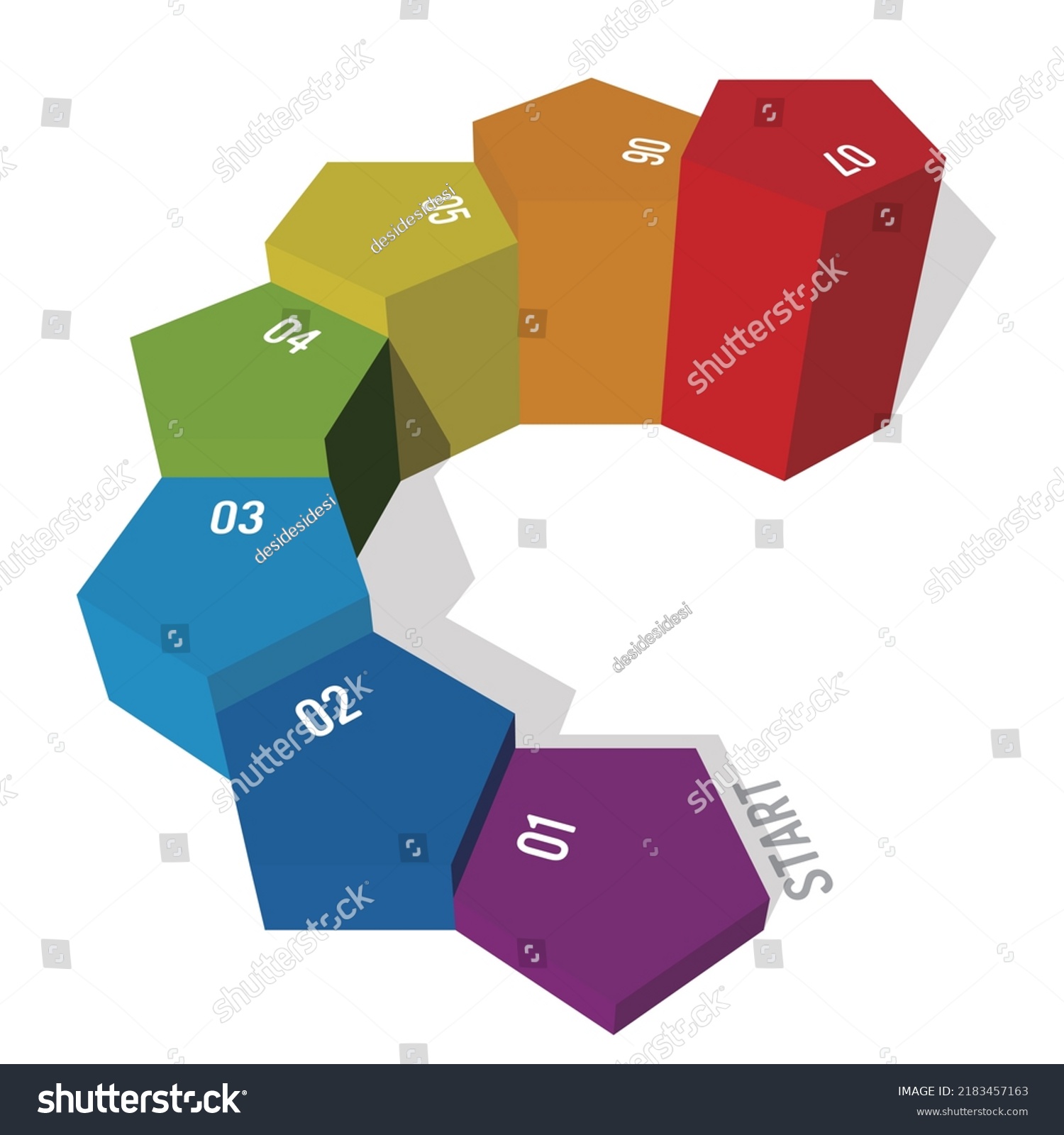 Rainbow Pentagon Step Diagram Infographic Vector Stock Vector Royalty