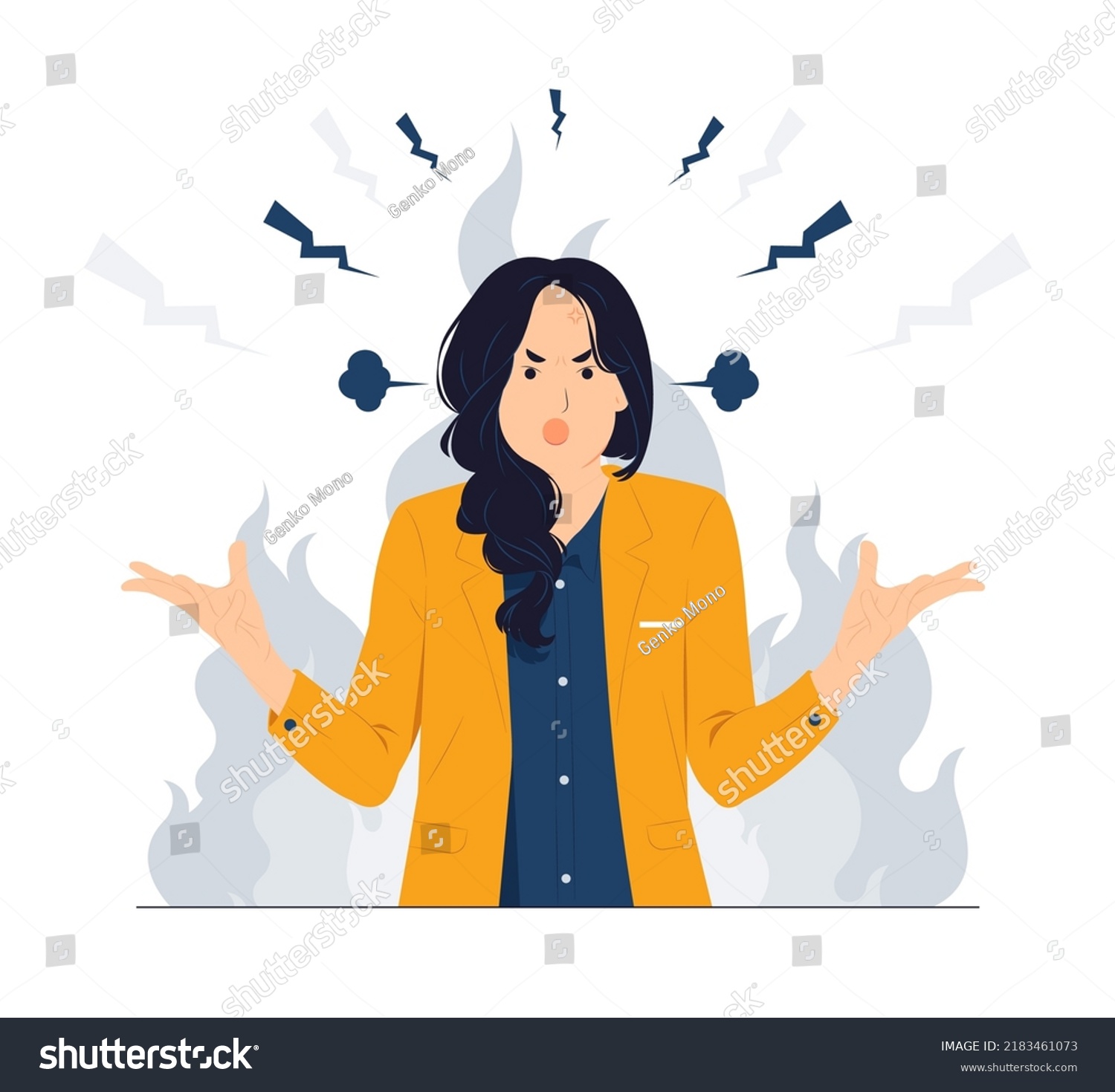 Angry Woman Screaming Brain Explosion Stressed Stock Vector (Royalty ...