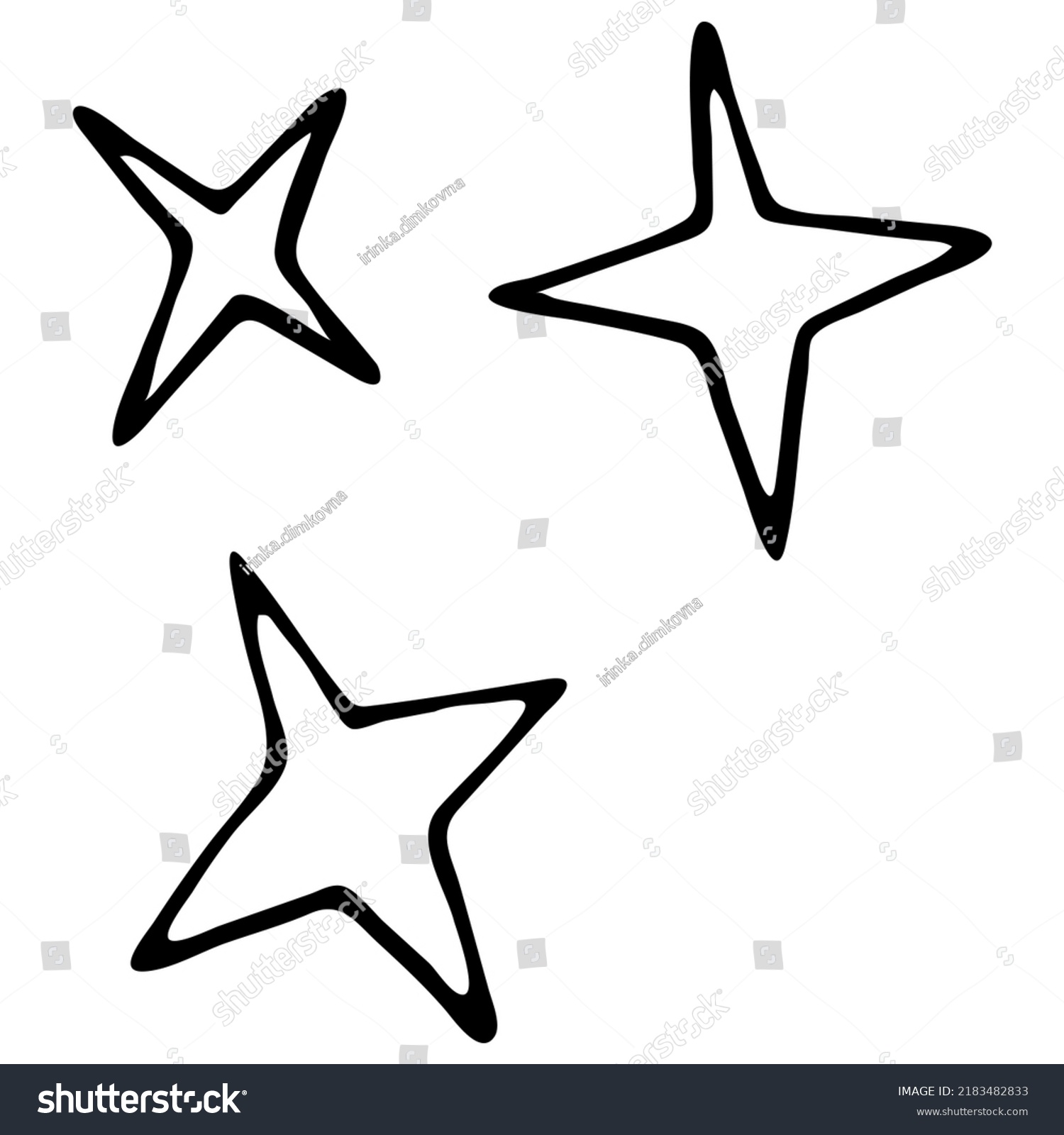 Hand Drawn Black White Doodle Star Stock Vector (Royalty Free ...