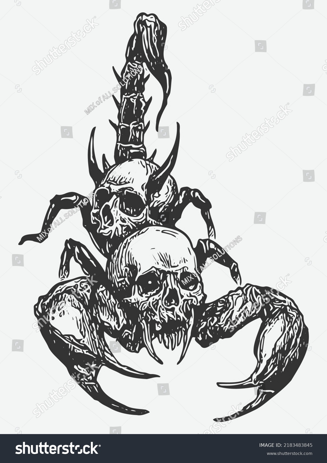 Black White Scorpion Skulls Illustration On Stock Vector (Royalty Free ...