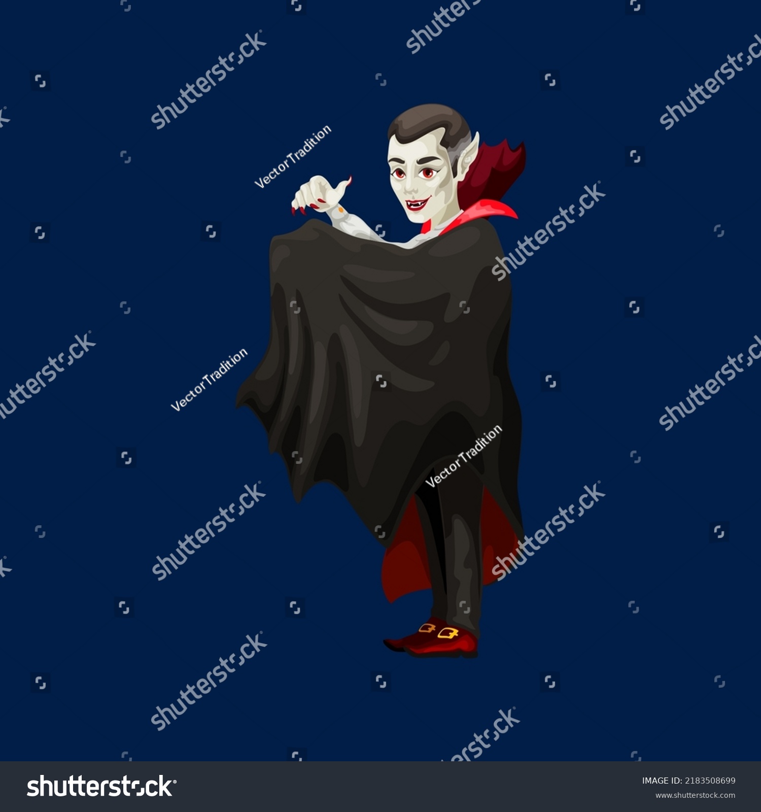 Cartoon Vampire Spooky Halloween Character Dracula Stock Vector ...