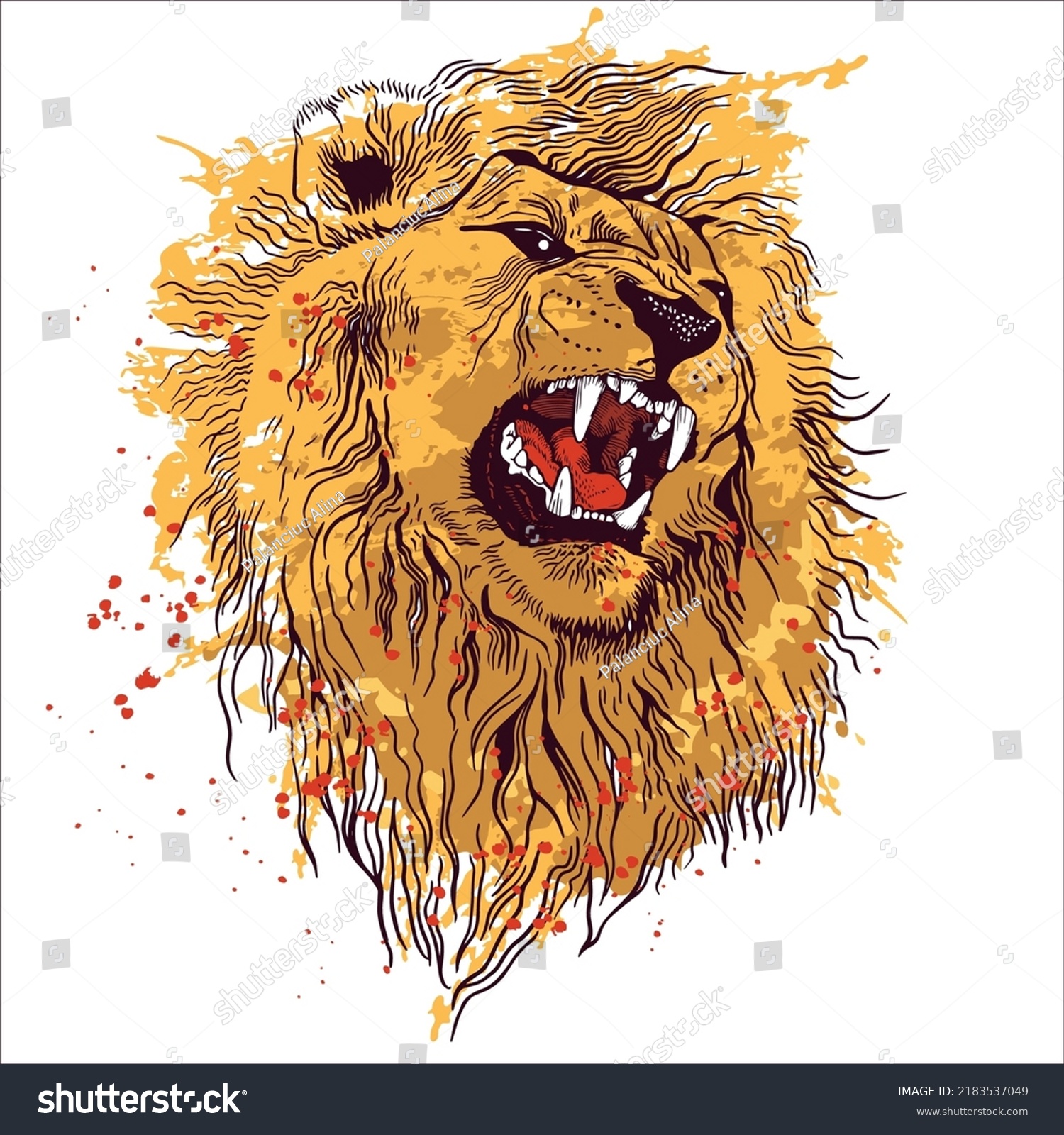 drawings of lions roaring in color