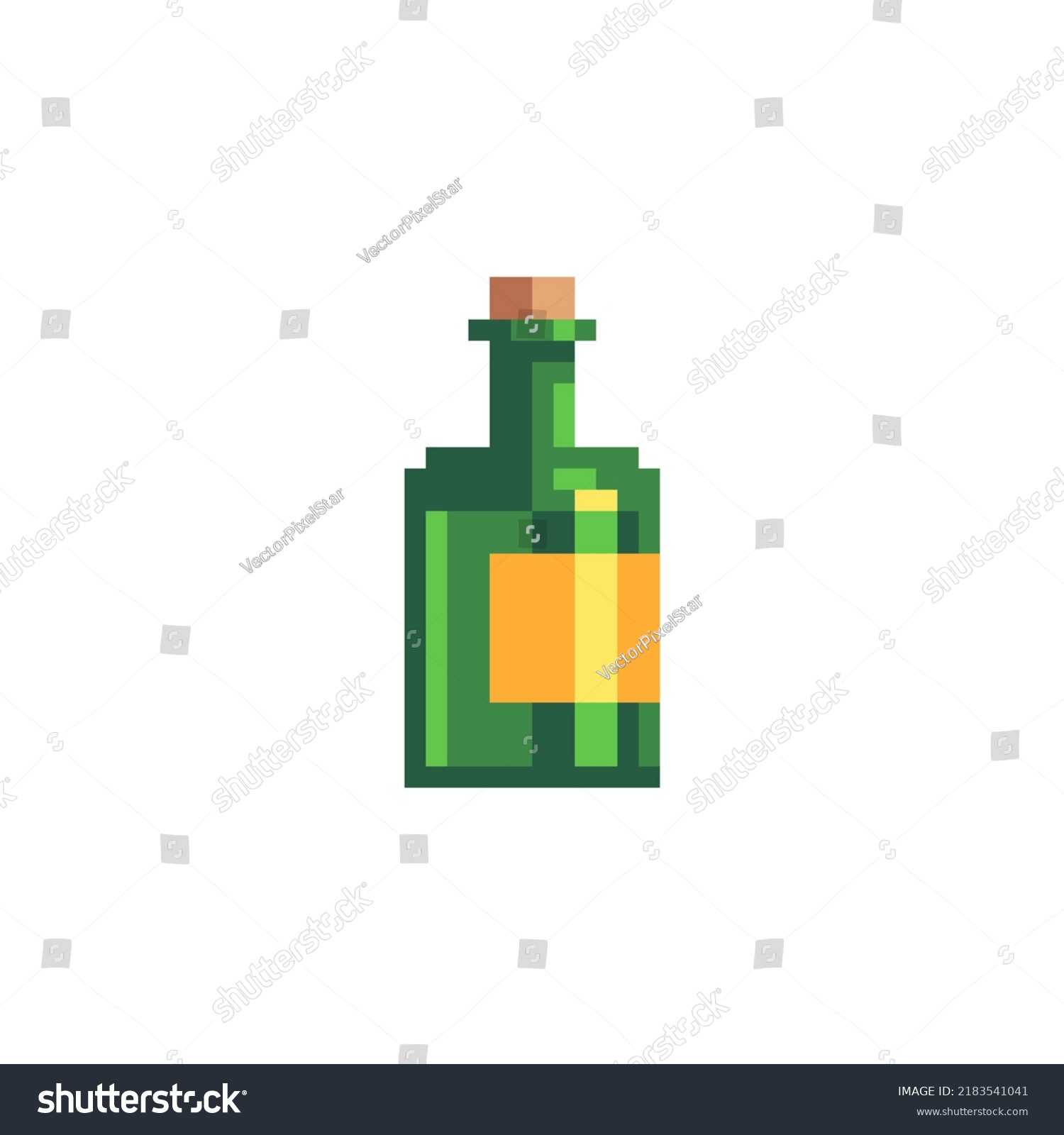 Bottle Wine Isolated Vector Illustration Pixel Stock Vector (Royalty ...