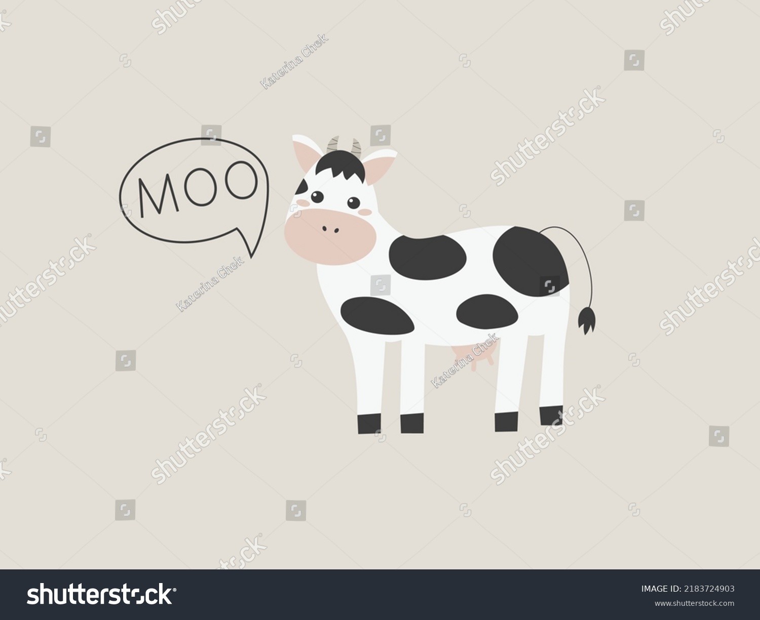 Cute Cartoon Cow Babi Funny Poster Stock Vector (Royalty Free ...