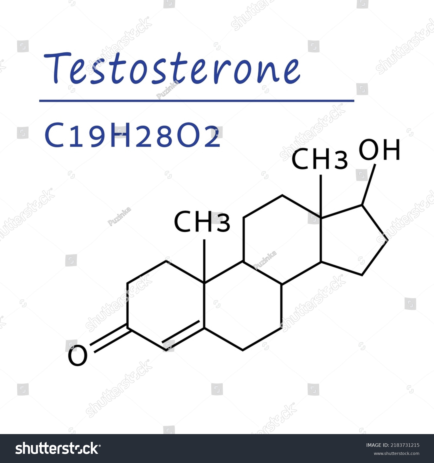 Chemical Structure Molecule Testosterone Male Sex Stock Vector Royalty