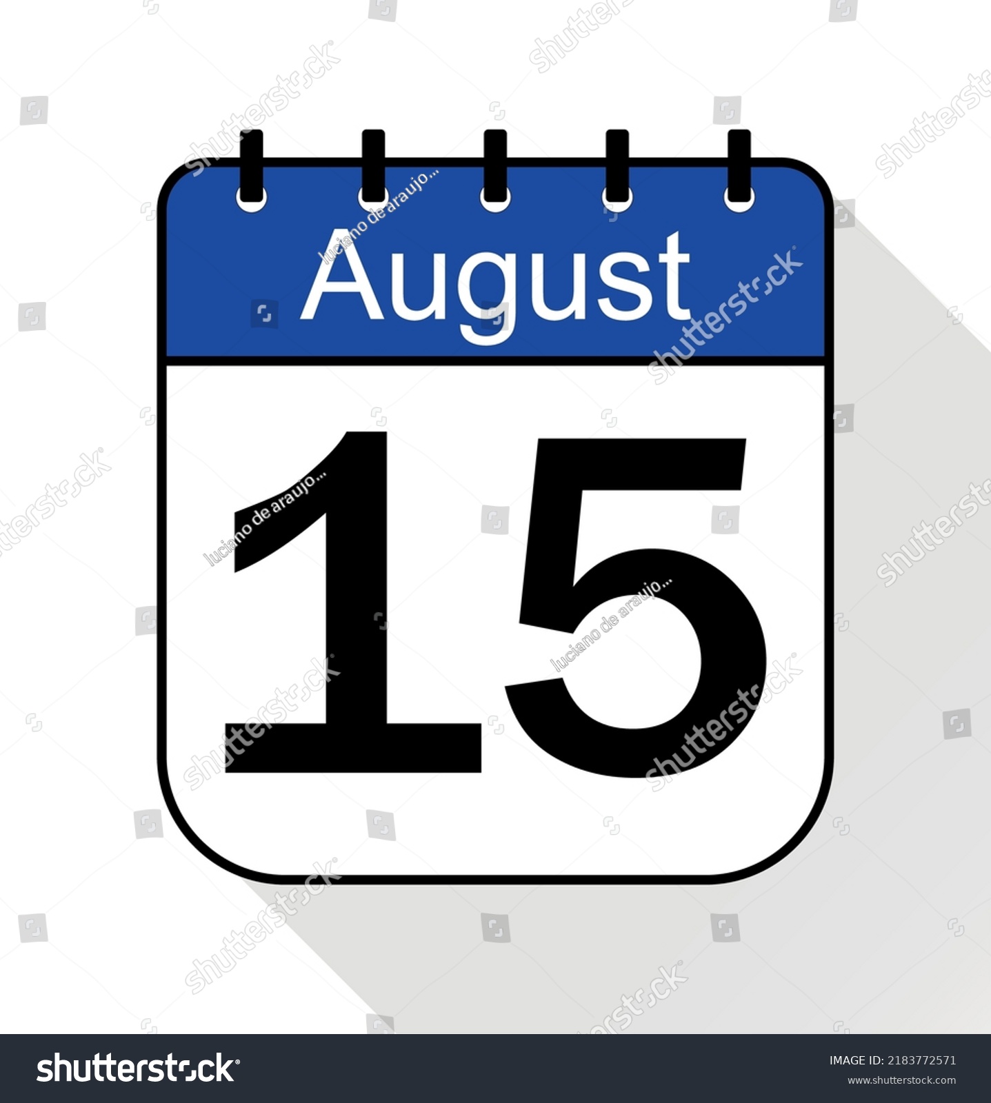 August Day 15 Blue Calendar Icon Stock Vector (Royalty Free) 2183772571 ...