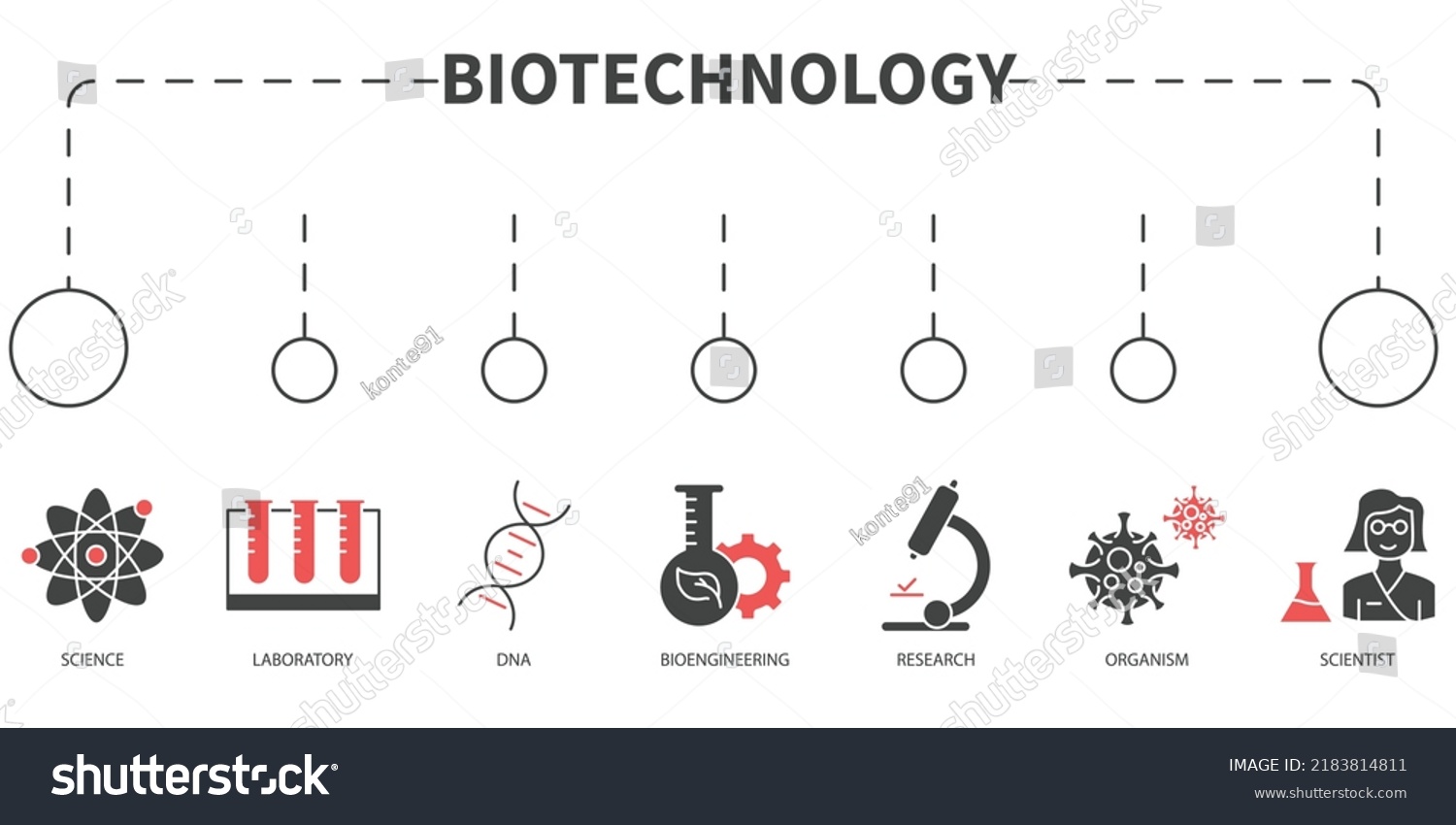 Biotechnology Vector Illustration Concept Banner Icons Stock Vector 