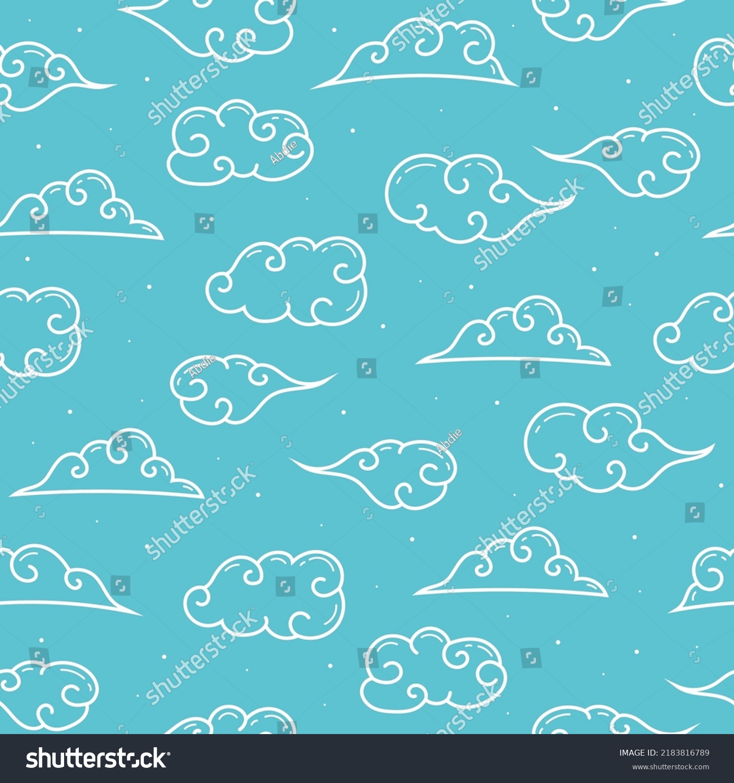 Cute Curly Clouds Outline Seamless Pattern Stock Vector (Royalty Free ...