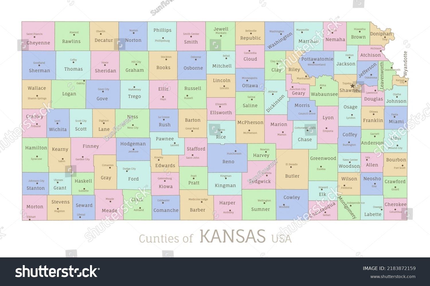 Political Color Map Kansas Usa Federal Stock Vector (Royalty Free ...