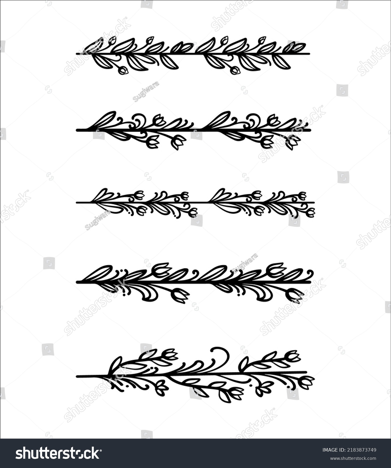 set-flower-border-silhouette-stock-vector-royalty-free-2183873749