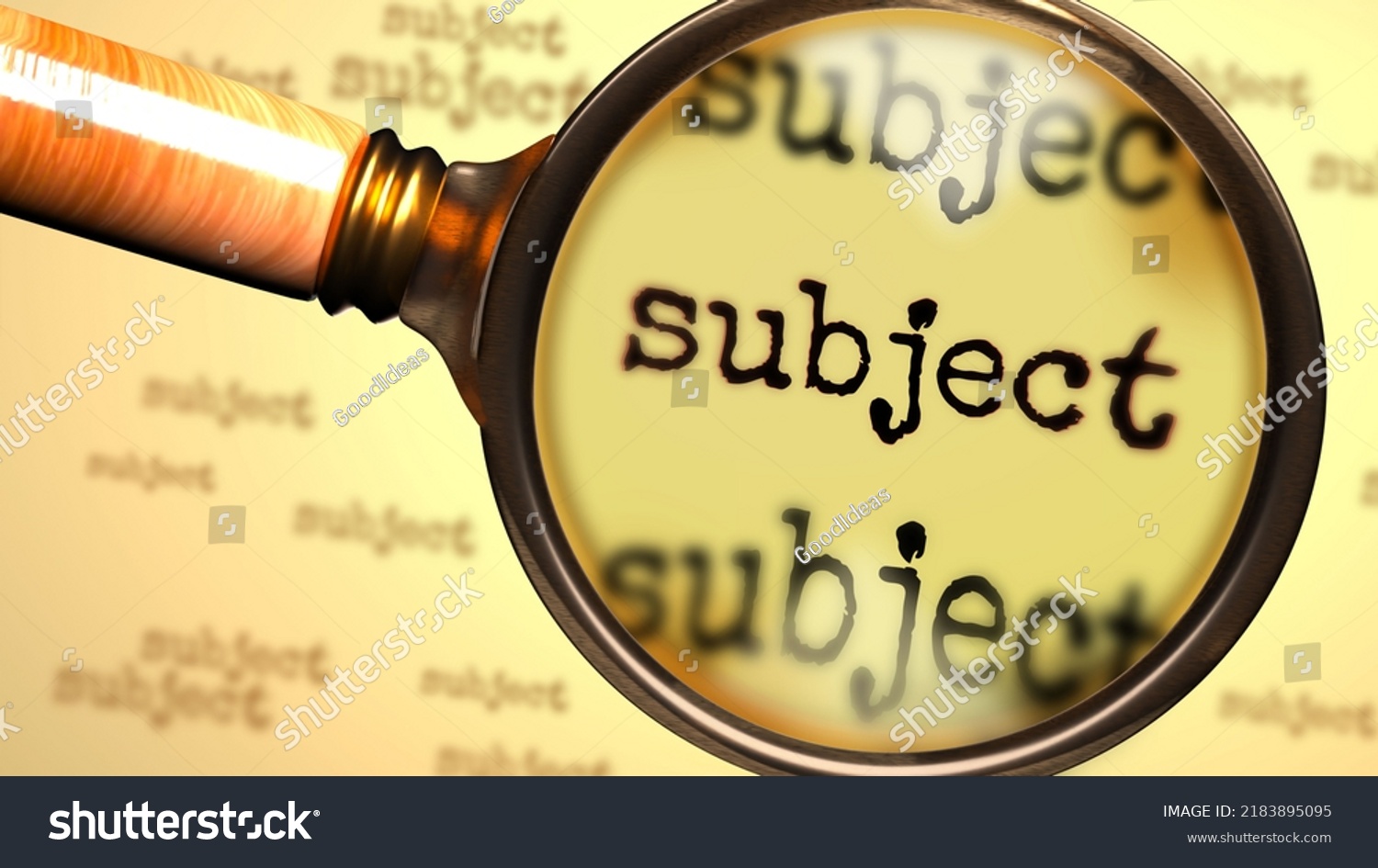 Subject Magnifying Glass Enlarging English Word Stock Illustration ...