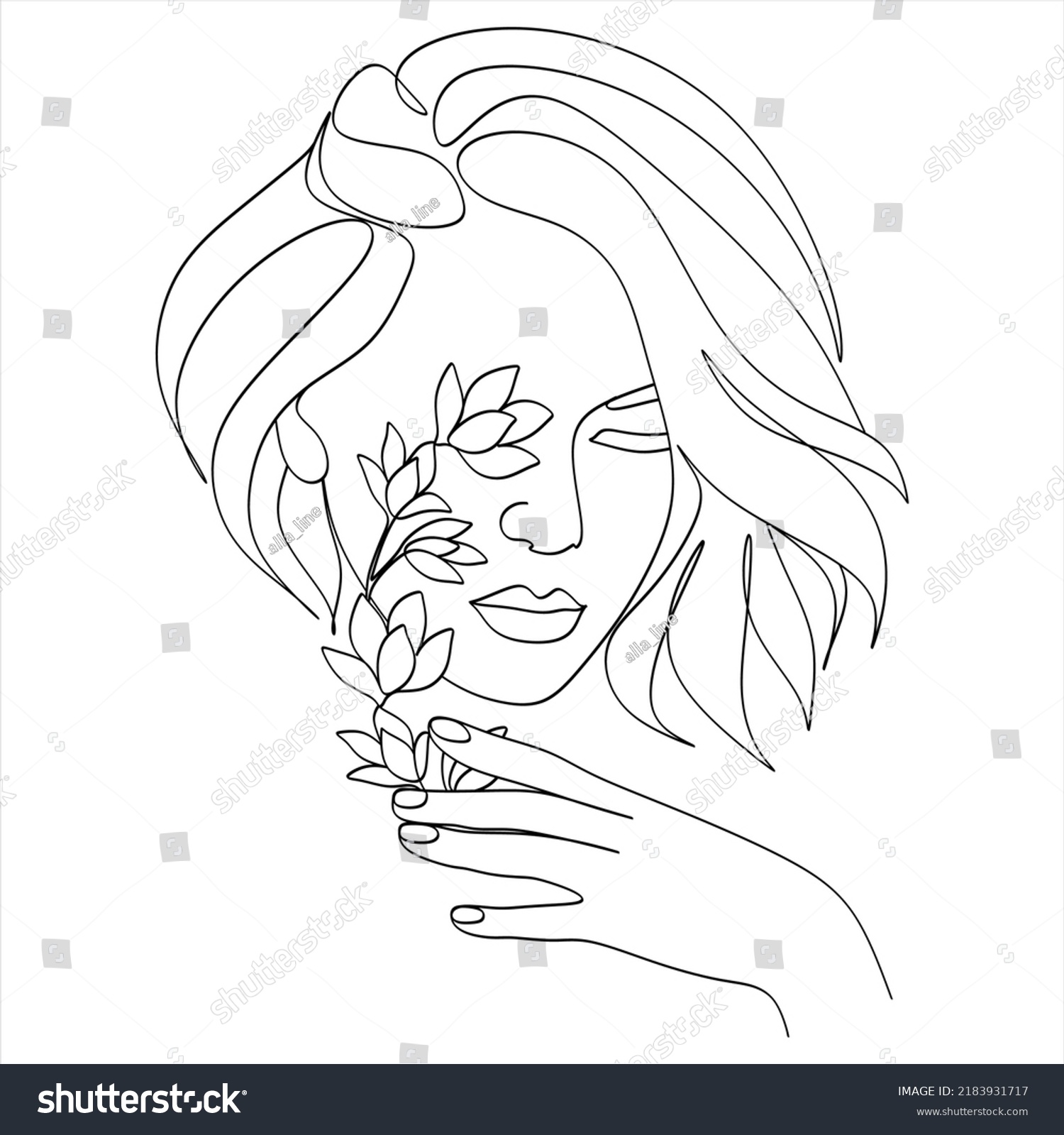 Continuous Fashion One Line Drawing Faces Stock Vector (Royalty Free ...