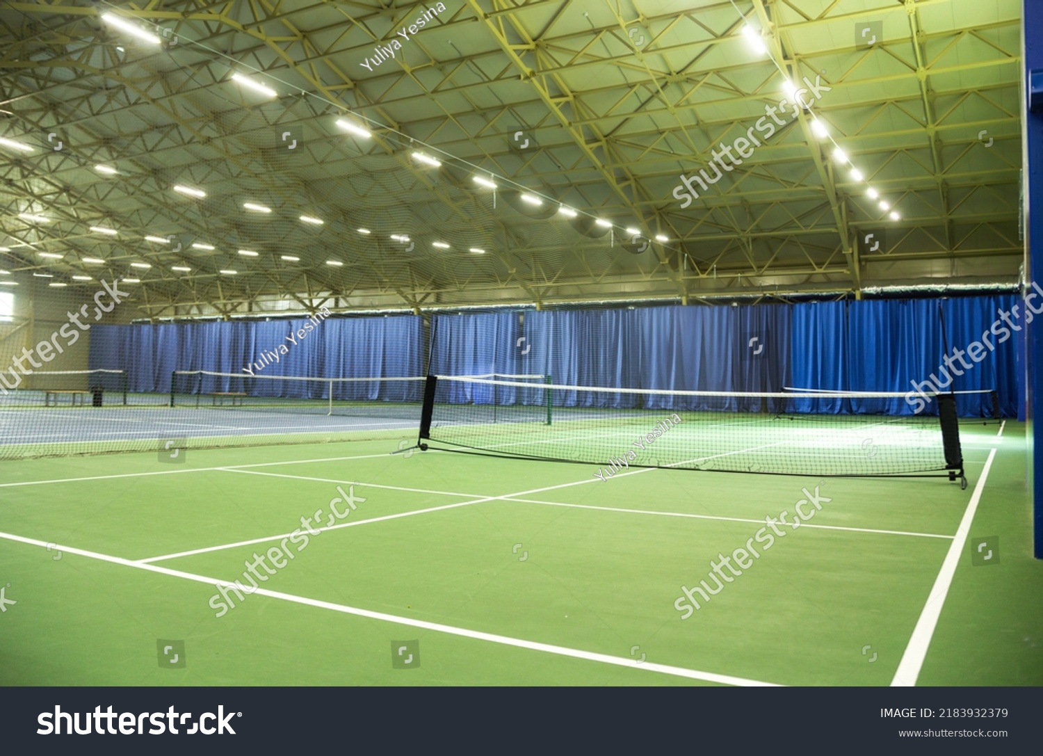 Interior Modern Trendy Indoor Tennis Court Stock Photo 2183932379   Stock Photo Interior Of Modern Trendy Indoor Tennis Court Horizontal Photo Minsk Belarus May 2183932379 