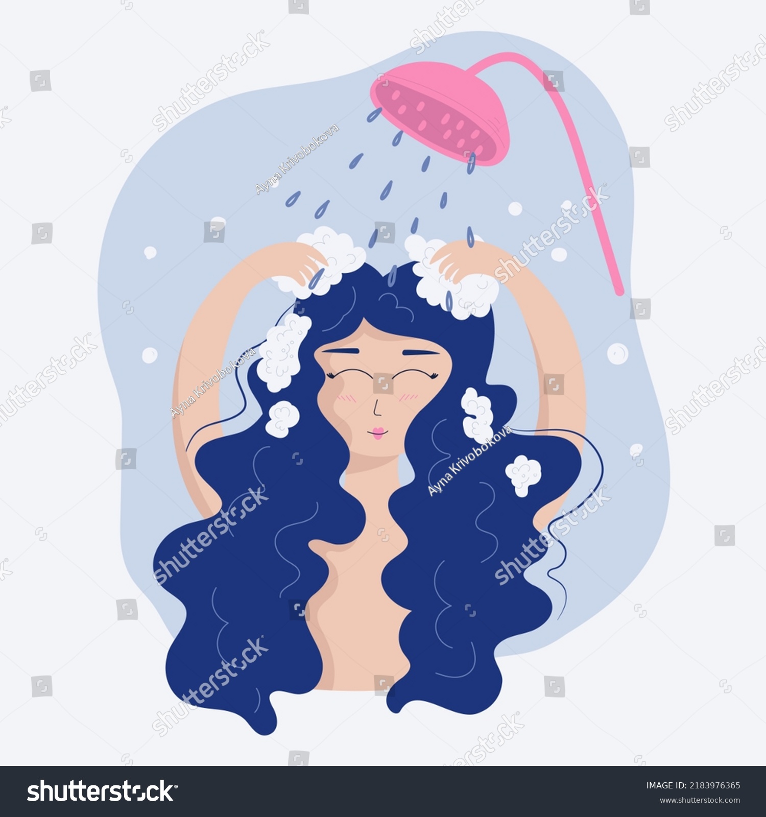 Vector Illustration Isolated Woman Washing Her Stock Vector Royalty