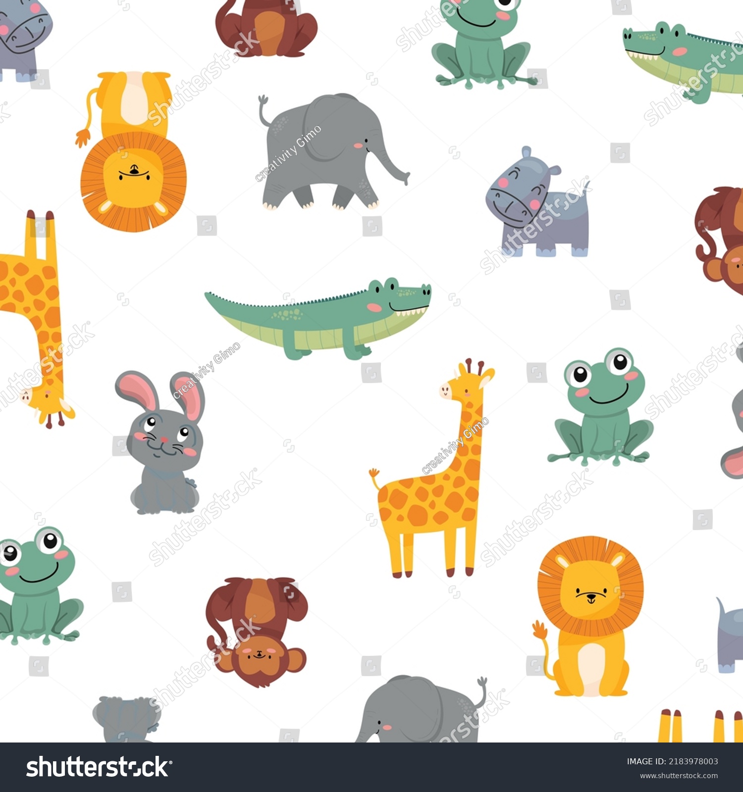 Group Animals White Background Stock Vector (Royalty Free) 2183978003 ...