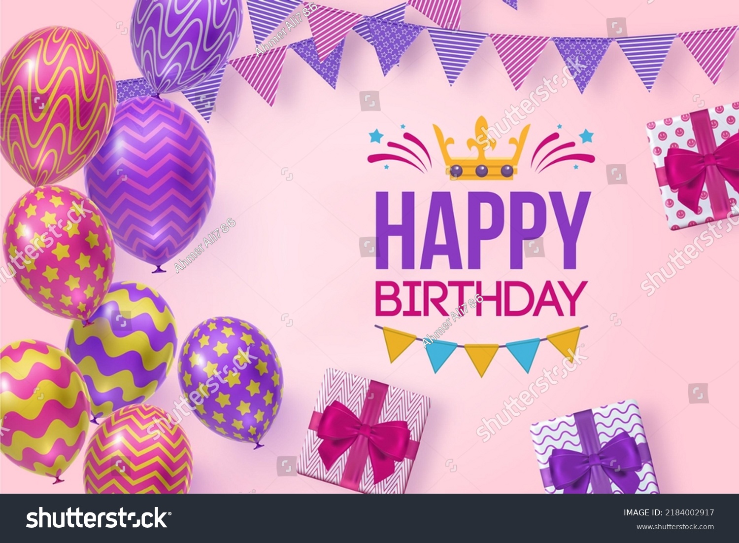 Happy Birthday Background Calligraphy Design 004 Stock Vector (Royalty ...