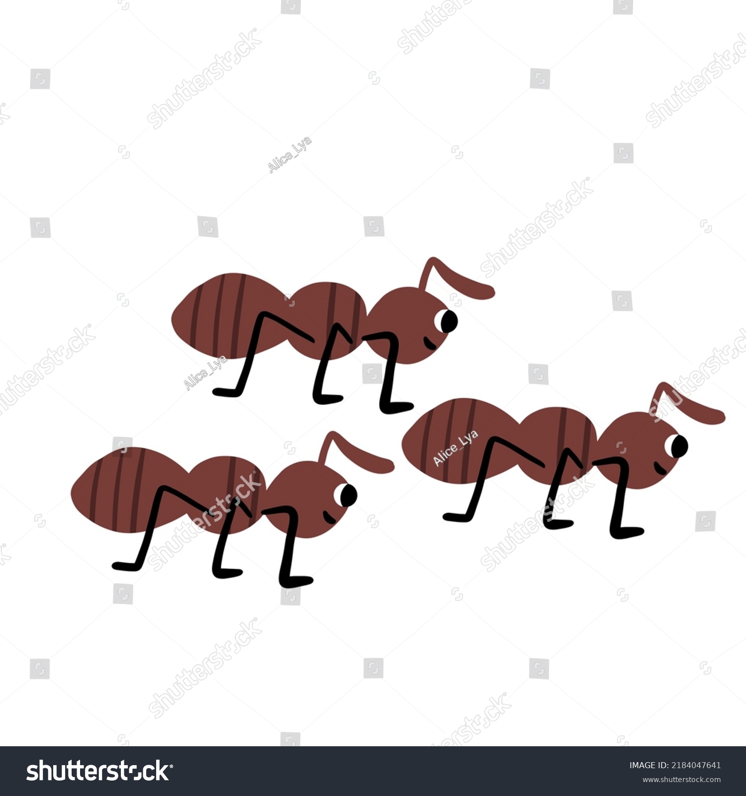 Funny Cartoon Ants On White Background Stock Illustration 2184047641 ...