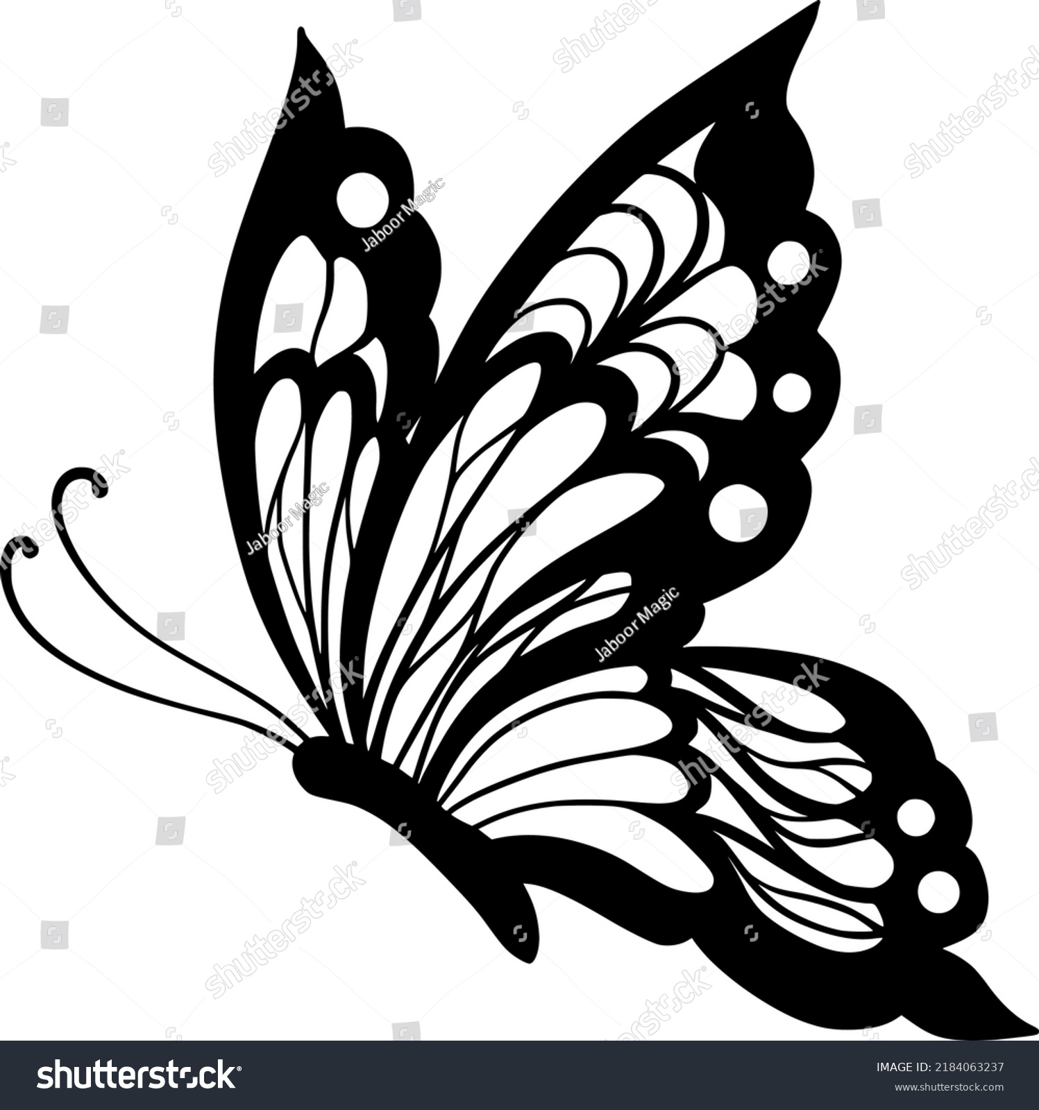 Butterfly Tattoo Design Line Art Doodle Stock Vector (Royalty Free ...