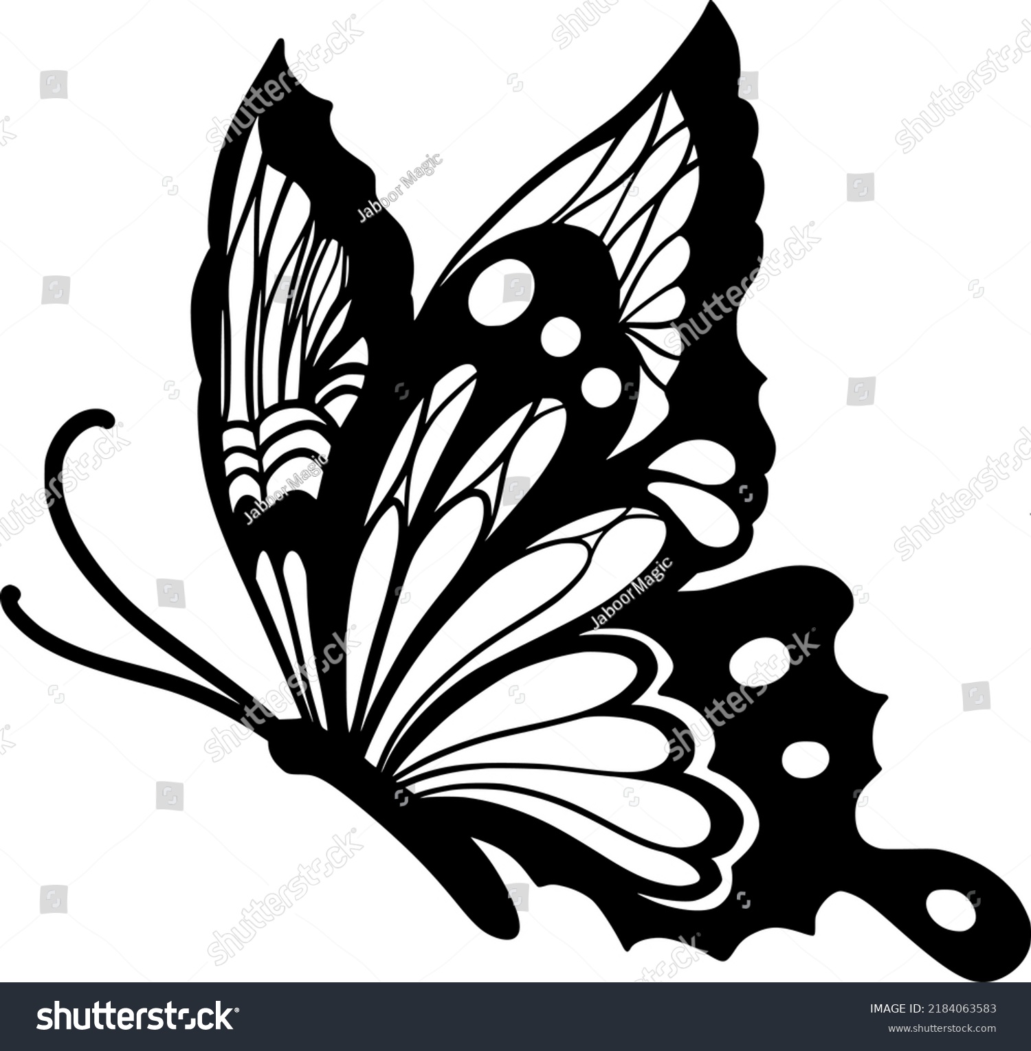 Butterfly Tattoo Designs Handrawn Line Art Stock Vector (Royalty Free ...