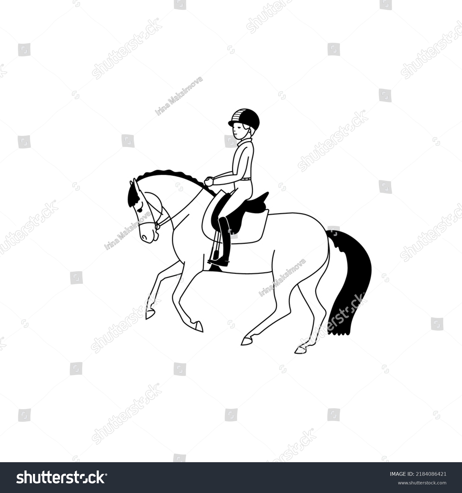 Black White Vector Illustration Boy Riding Stock Vector (Royalty Free ...