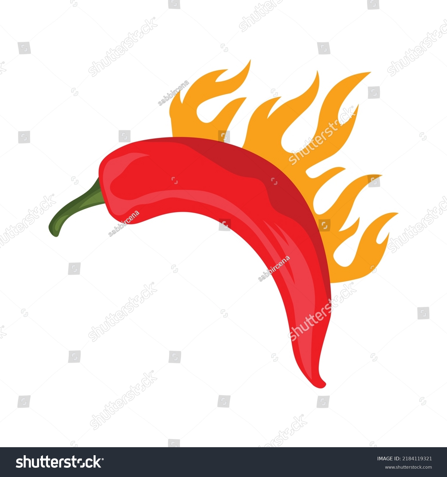 Red Chilli On Fire Vector Illustration Stock Vector (Royalty Free ...