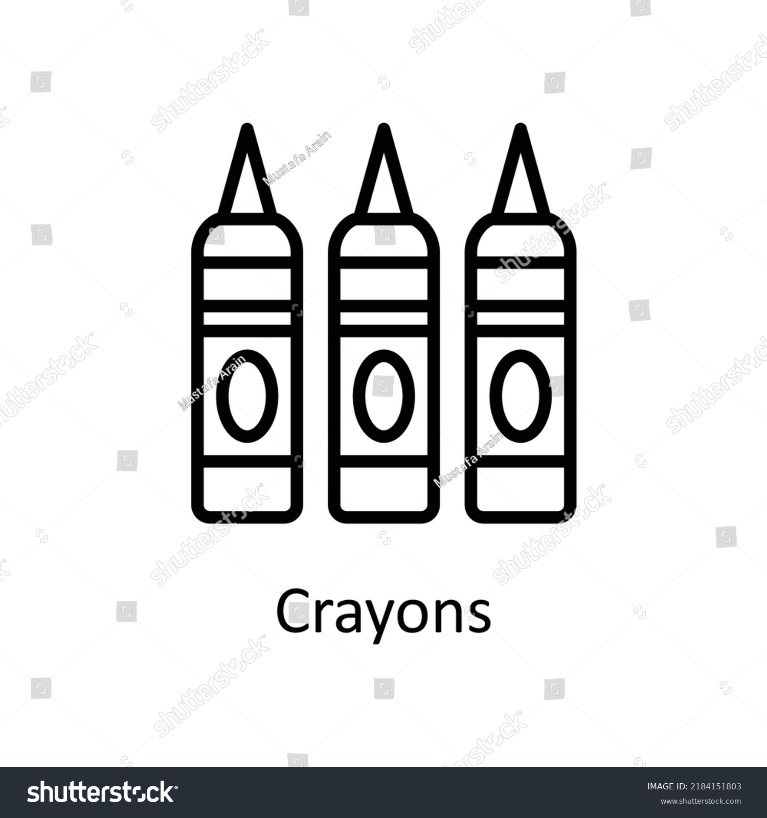 Crayons Vector Outline Icon Design Illustration Stock Vector (Royalty ...