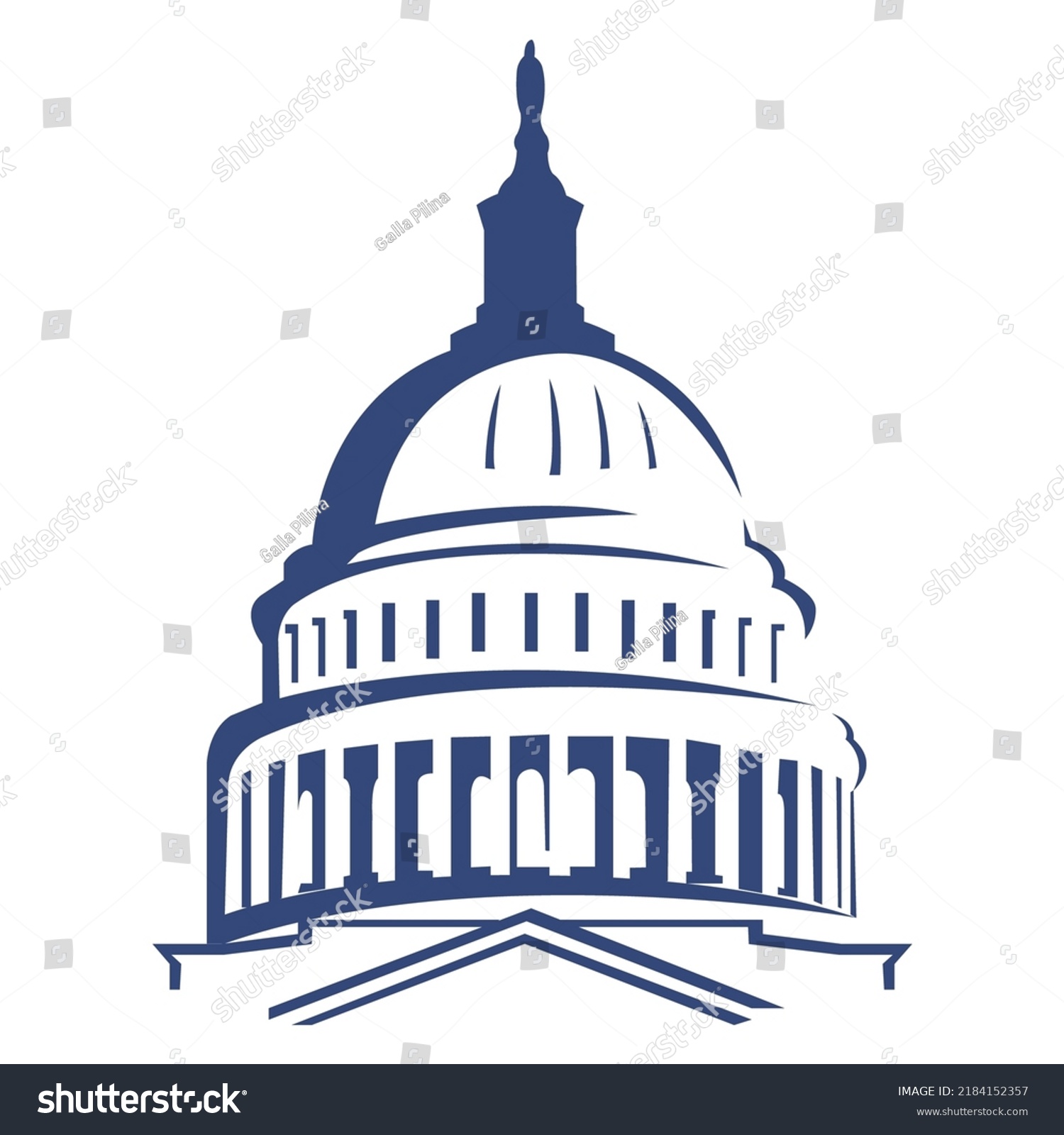 Capitol Building Silhouette Isolated On White Stock Vector (Royalty ...