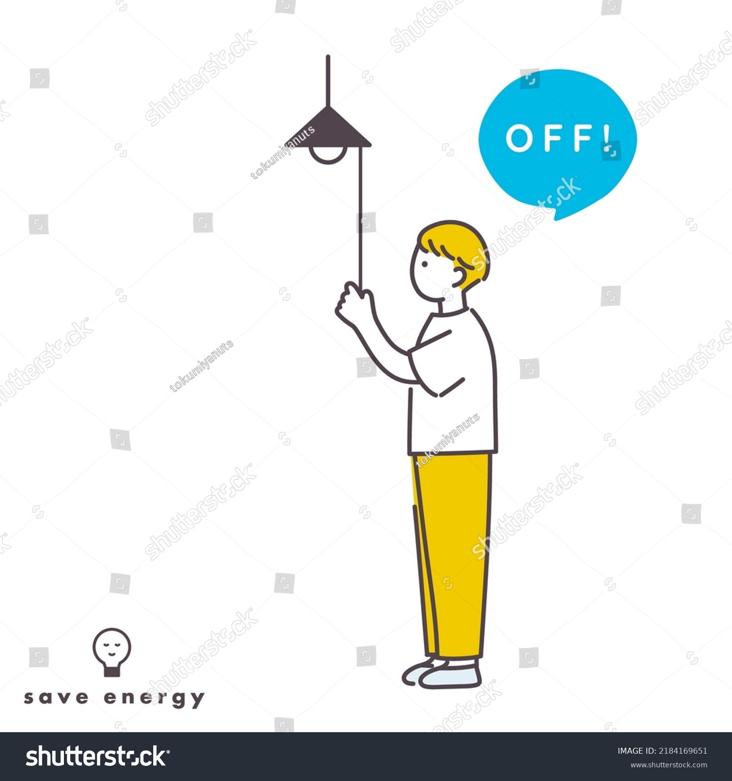 Illustration Man Turning Off Lights Can Stock Vector Royalty Free 2184169651 Shutterstock 