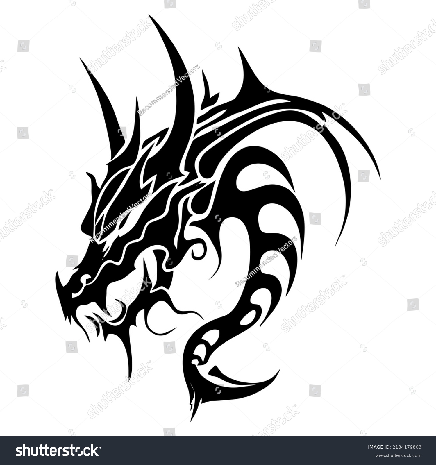 Tribal Tattoo Dragon Head Design Stock Vector (Royalty Free) 2184179803 ...