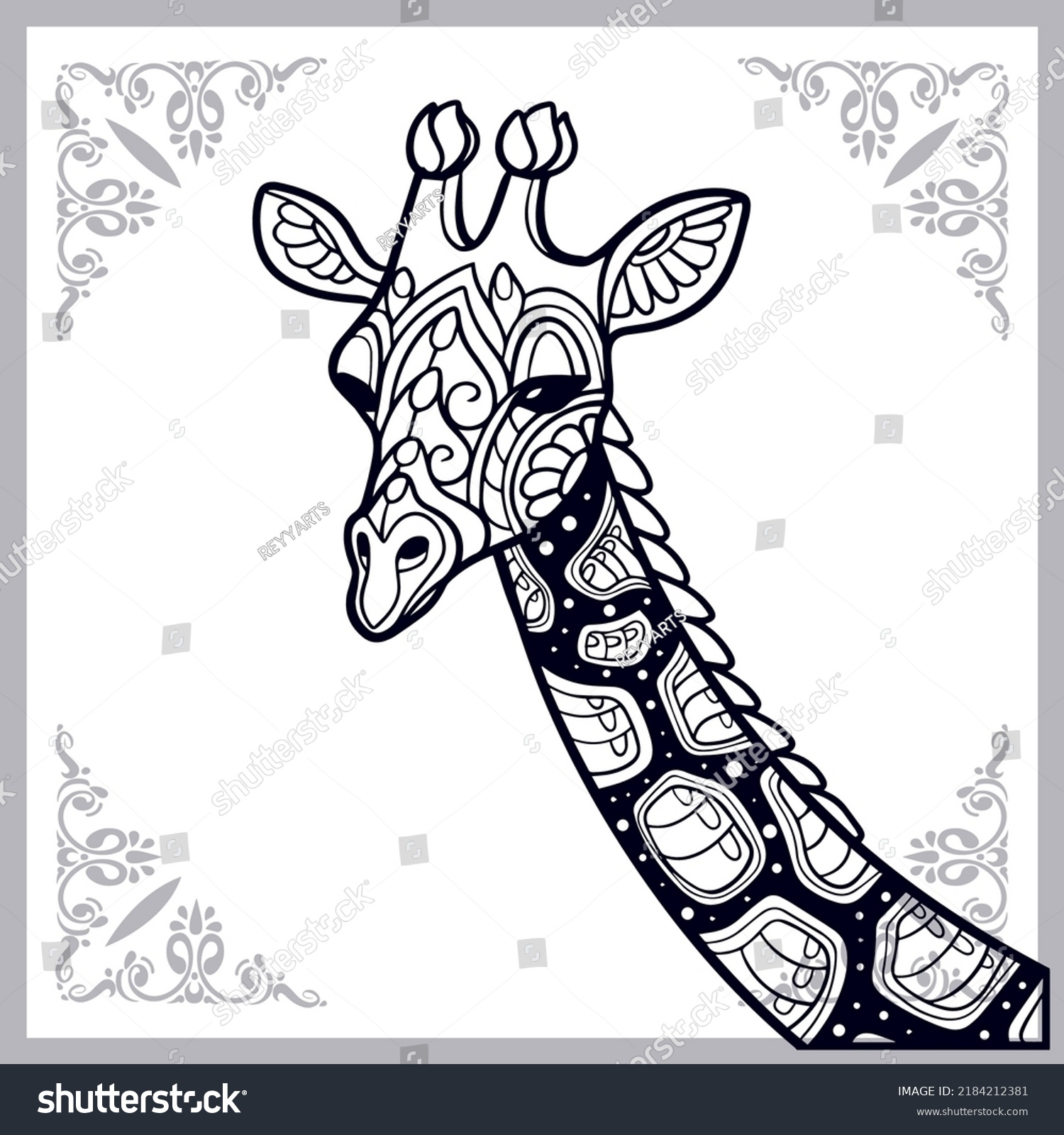 Giraffe Zentangle Arts Isolated On White Stock Vector (Royalty Free ...