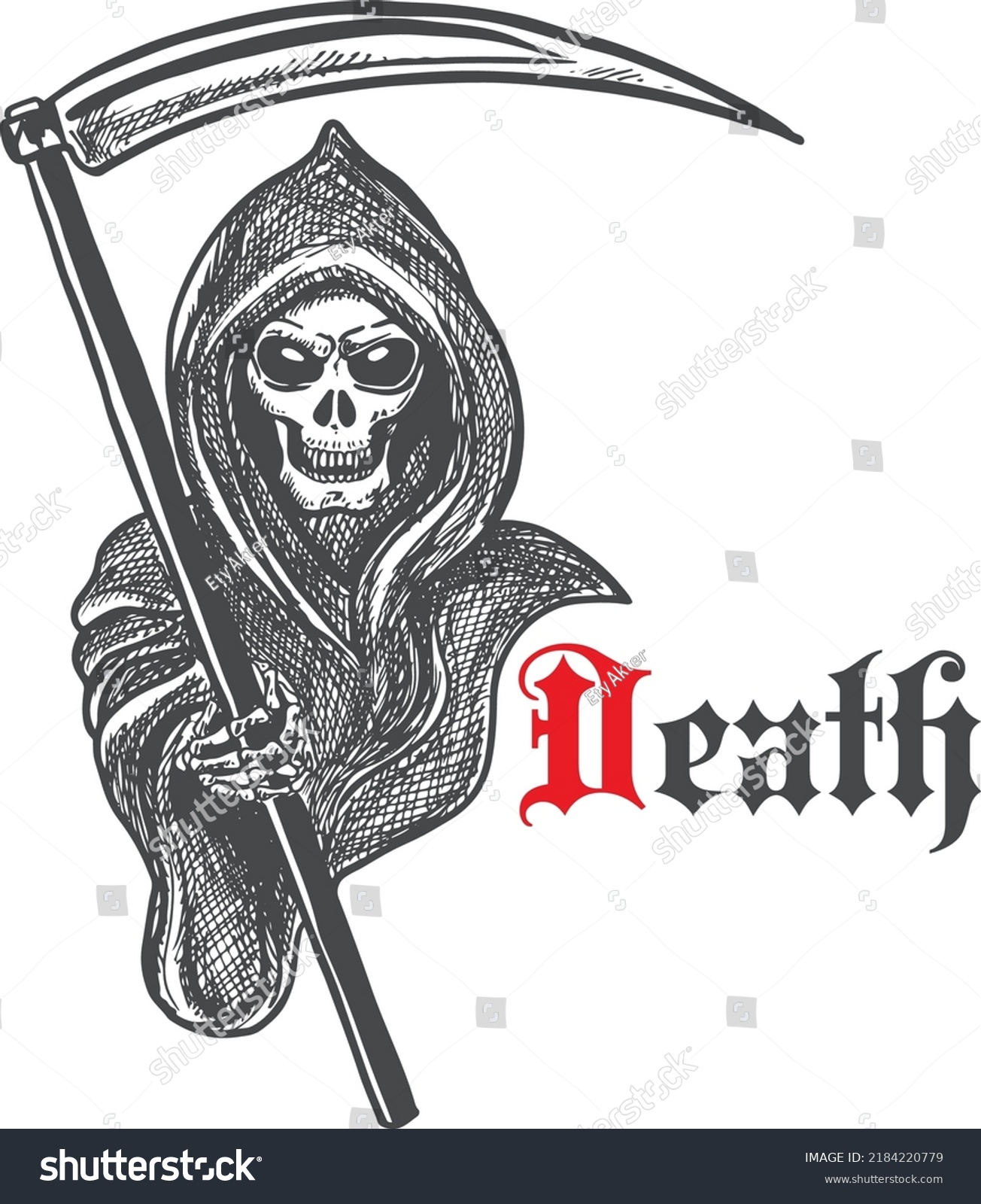 Decorative Death Design Sketched Grim Reapers Stock Vector (Royalty ...