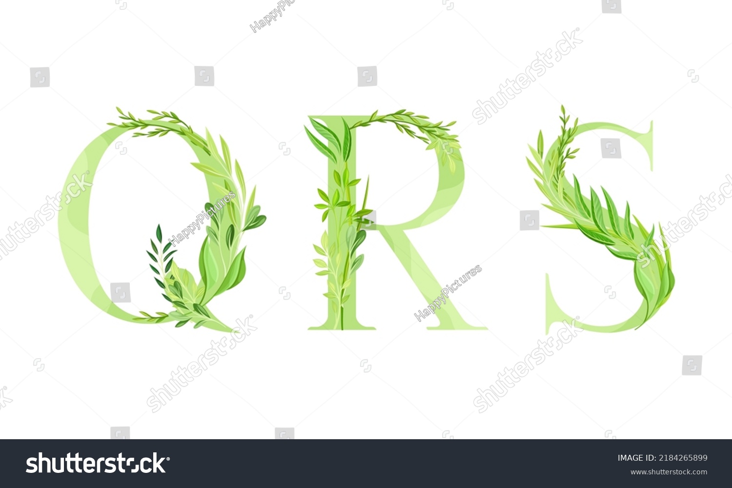 Ecology English Alphabet Letters Green Leaves Stock Vector (Royalty ...