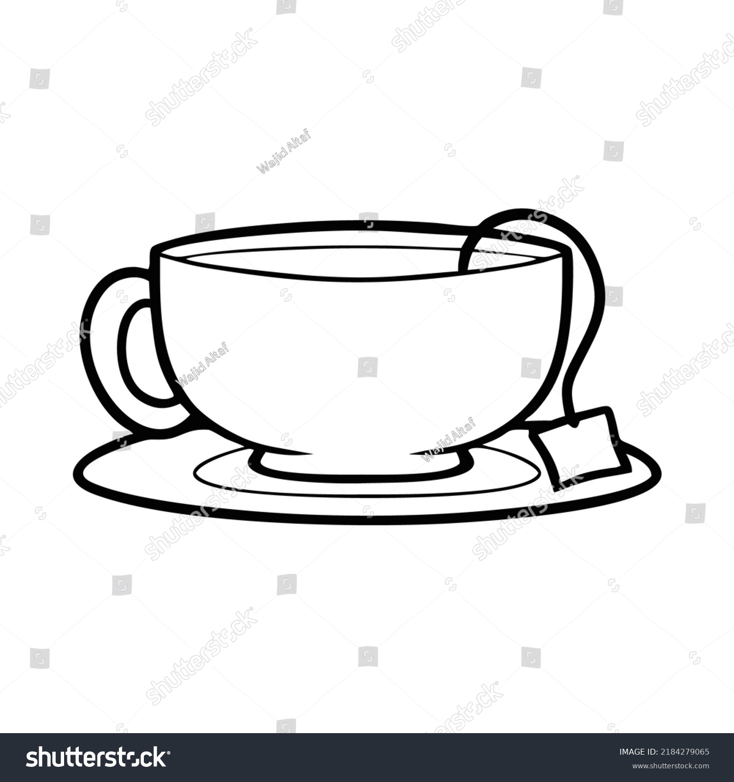 Tea Cup Clipart Black White Stock Vector (Royalty Free) 2184279065