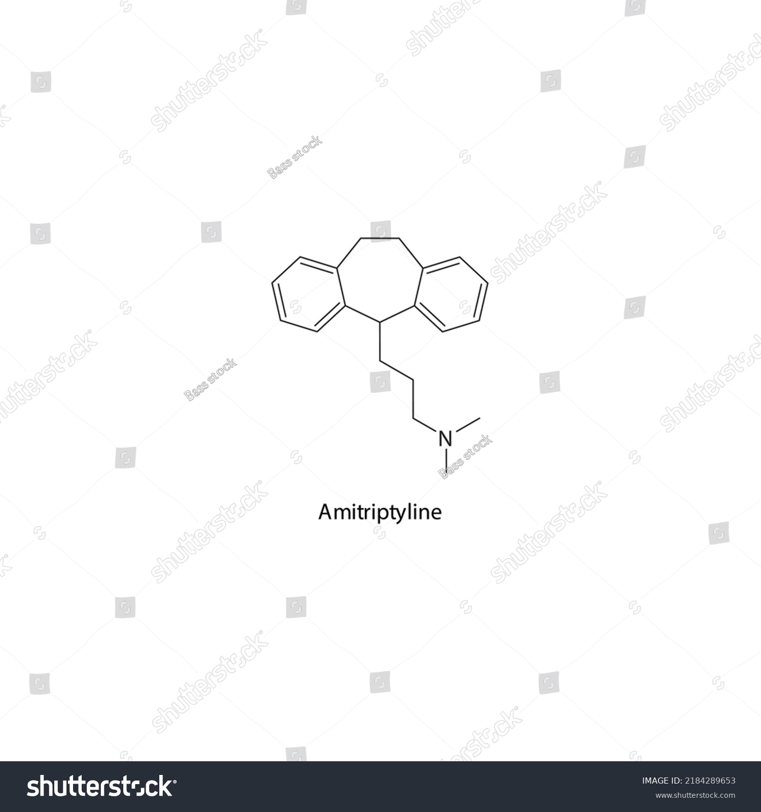 Amitriptyline Molecule Flat Skeletal Structure Tca Stock Vector ...