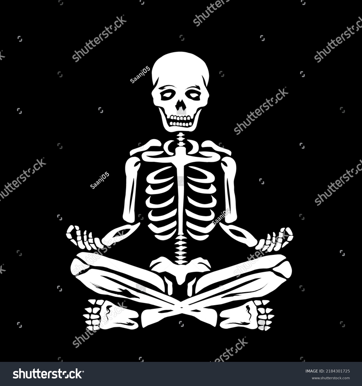 Skeleton Yoga Position Illustration Art Meditation Stock Illustration ...