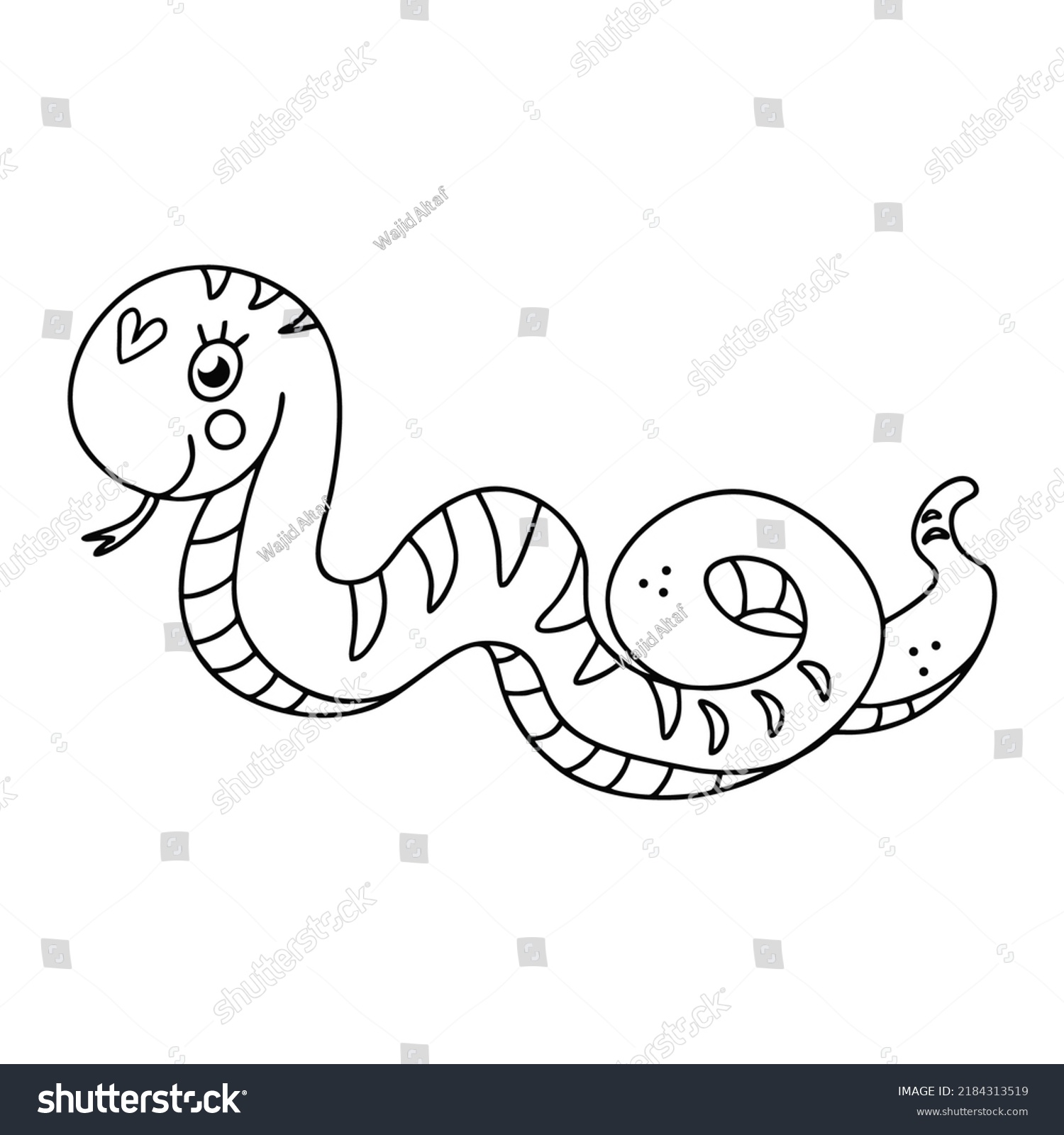 Printable Snake Coloring Page Kids Stock Vector (Royalty Free ...