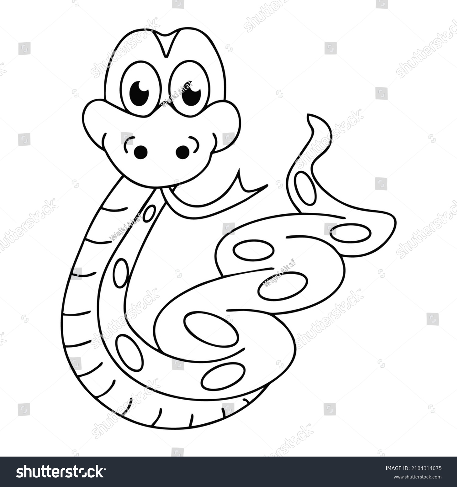 Snake Cartoon Coloring Page Kids Stock Vector (Royalty Free) 2184314075 ...