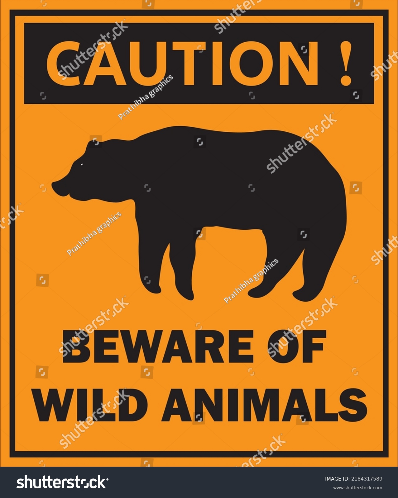 Beware Wild Animal Wild Bear Warning Stock Vector (Royalty Free ...