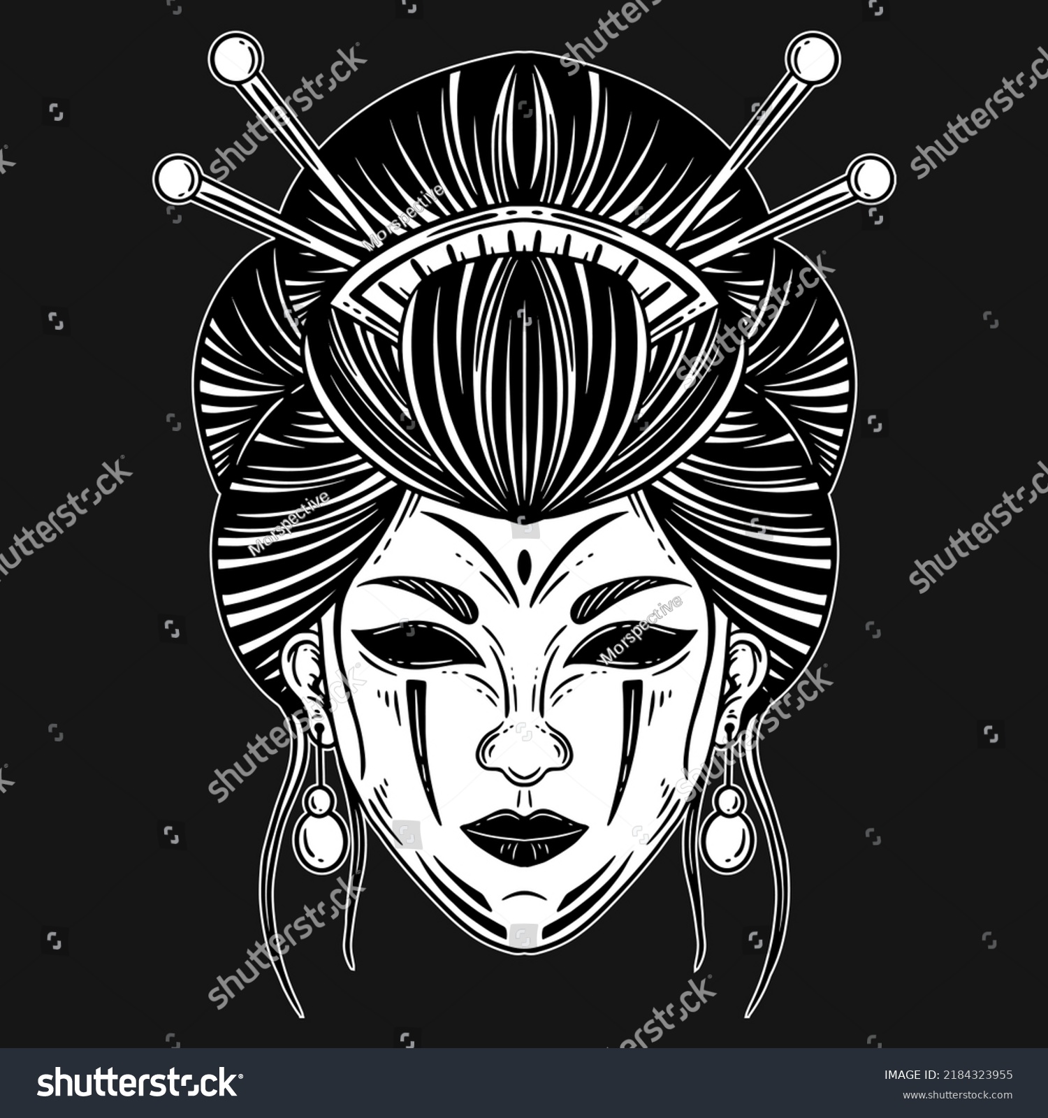 Dark Art Horror Japanese Geisha Girl Stock Vector (Royalty Free ...