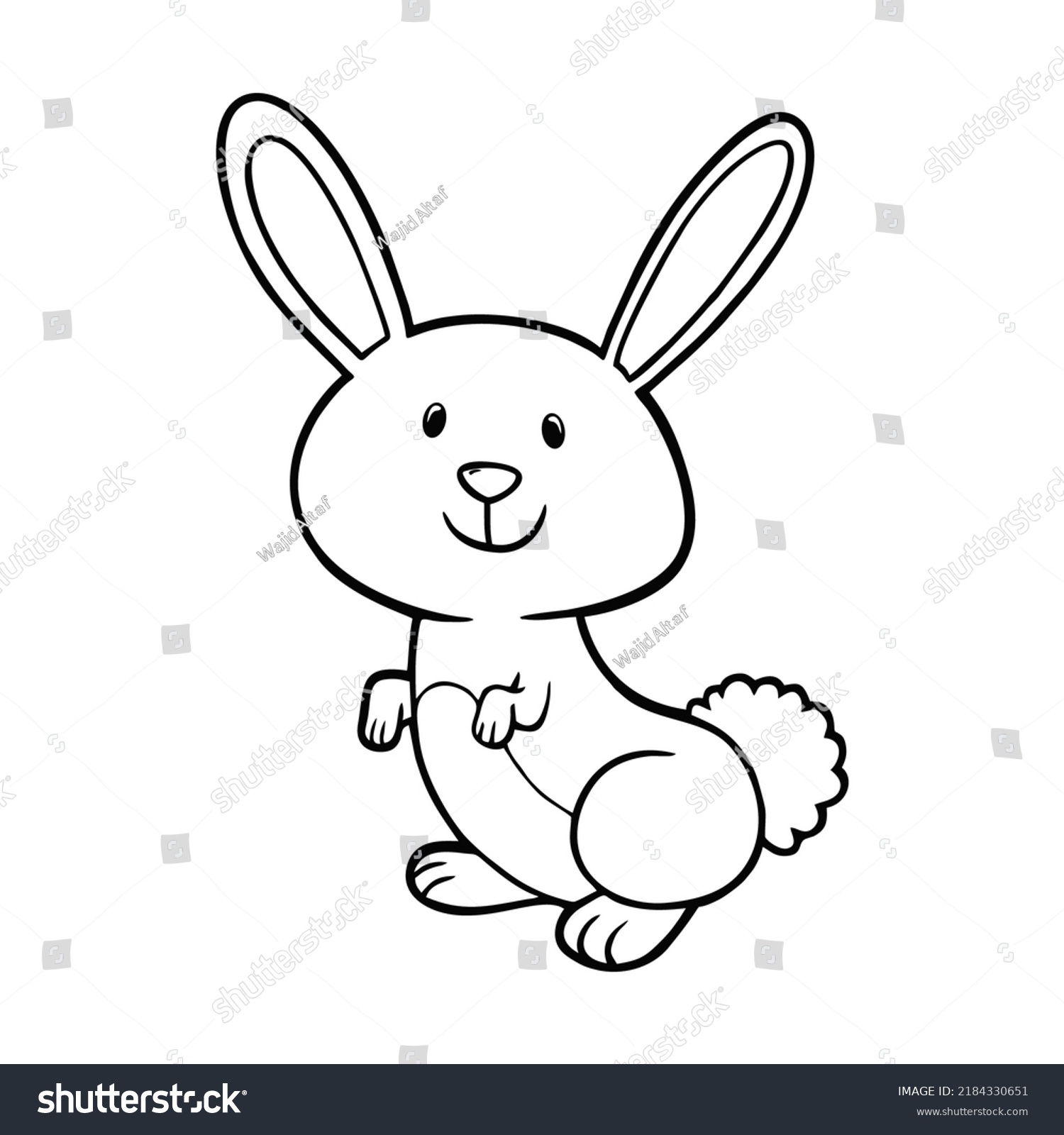 Hopping Bunny Smiling Coloring Page Stock Vector (Royalty Free ...