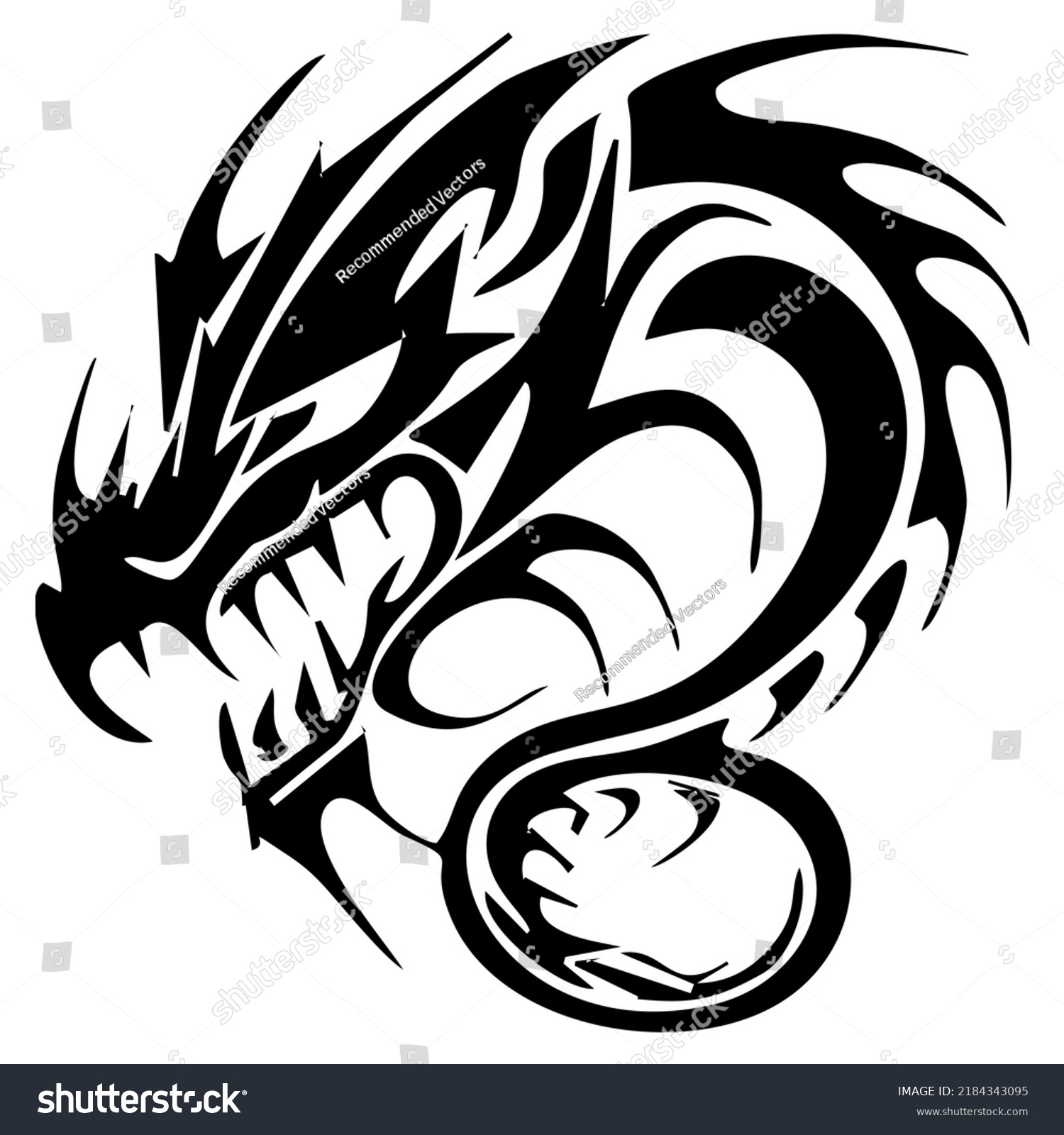 Tribal Tattoo Dragon Head Design Stock Vector (Royalty Free) 2184343095 ...