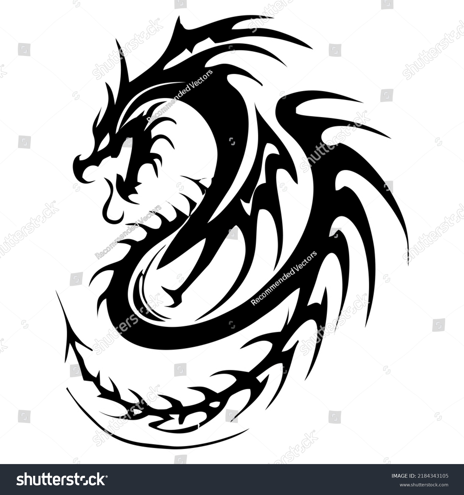 Tribal Tattoo Whole Dragon Design Stock Vector (Royalty Free ...