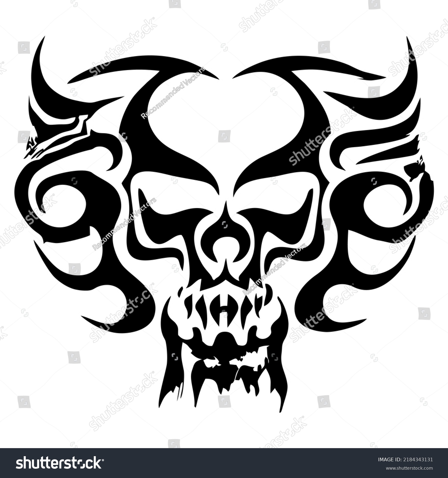 Tribal Tattoo Skull Death Design Stock Vector (Royalty Free) 2184343131 ...