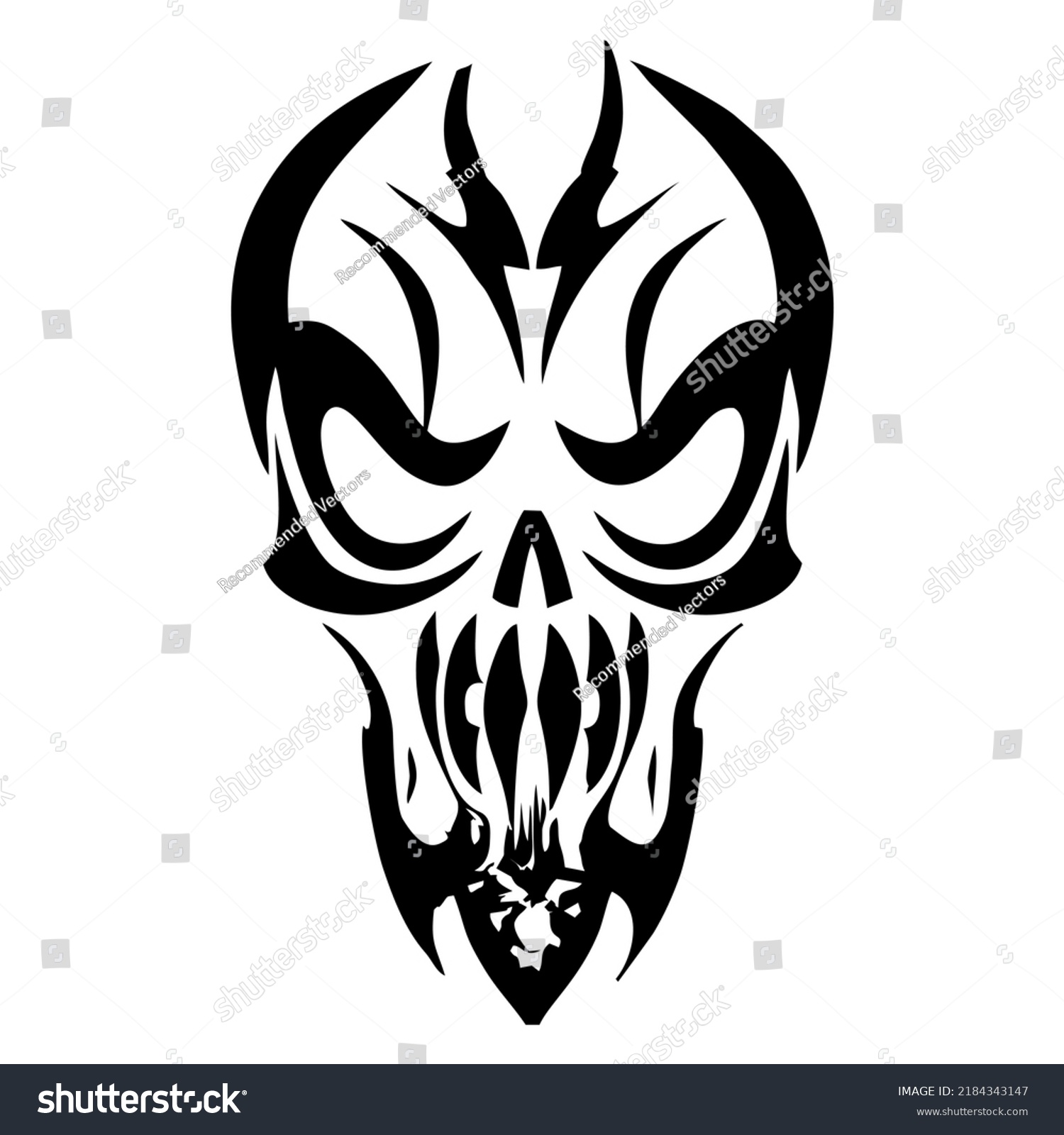 Tribal Tattoo Skull Death Design Stock Vector (Royalty Free) 2184343147 ...