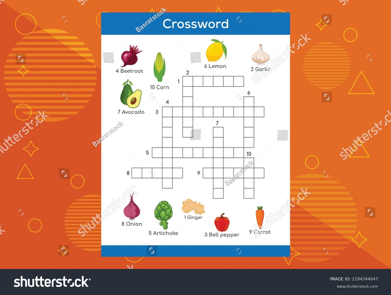 Crossword Puzzle Kids Educational Game Children Stock Vector (Royalty