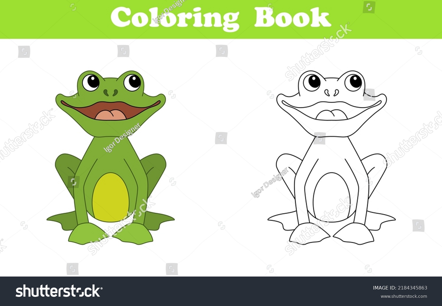 Frog Coloring Book Cartoon Vector Illustration Stock Vector (Royalty ...