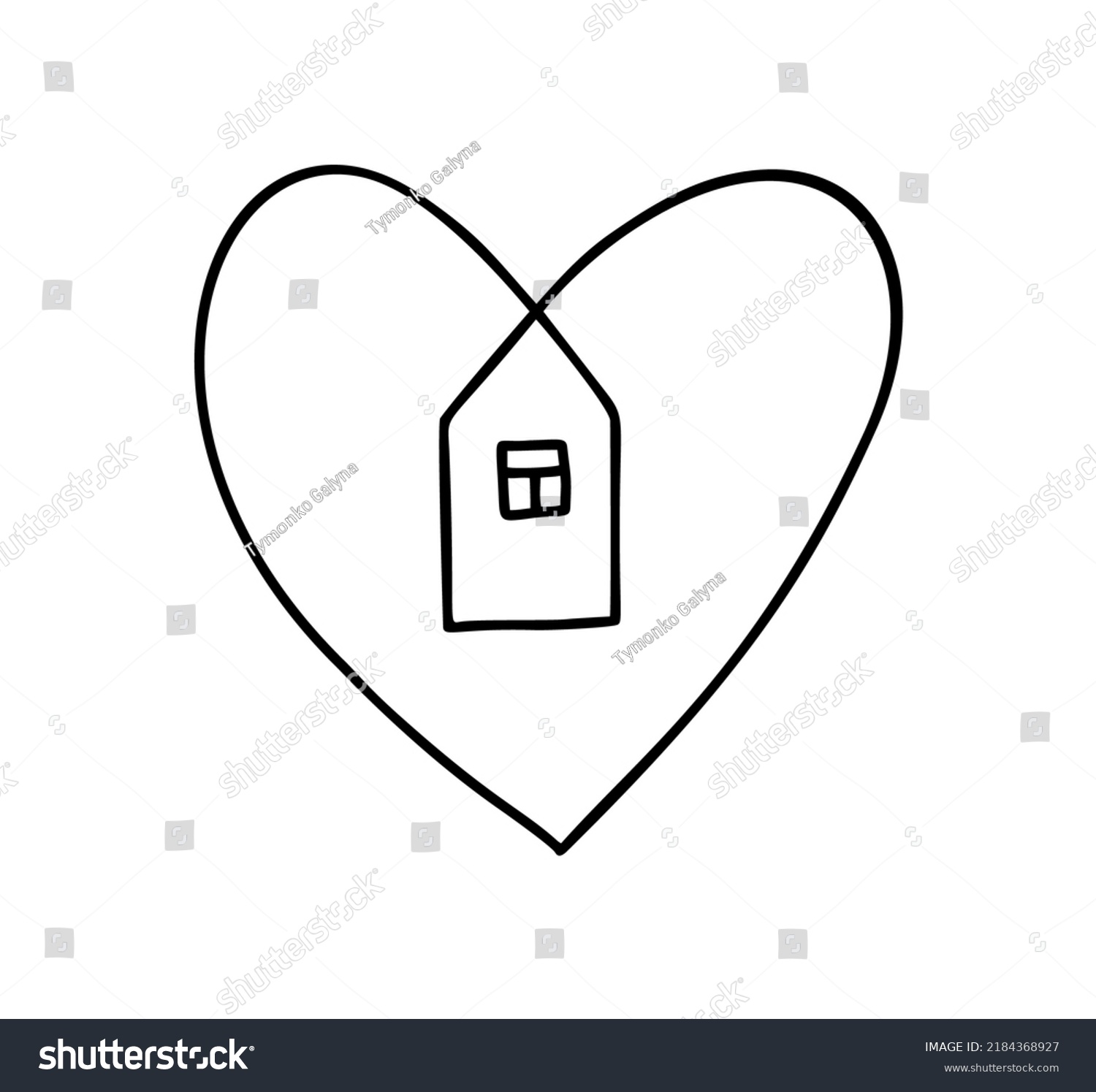 House Heart Vector Hand Drawn Monoline Stock Vector (Royalty Free ...