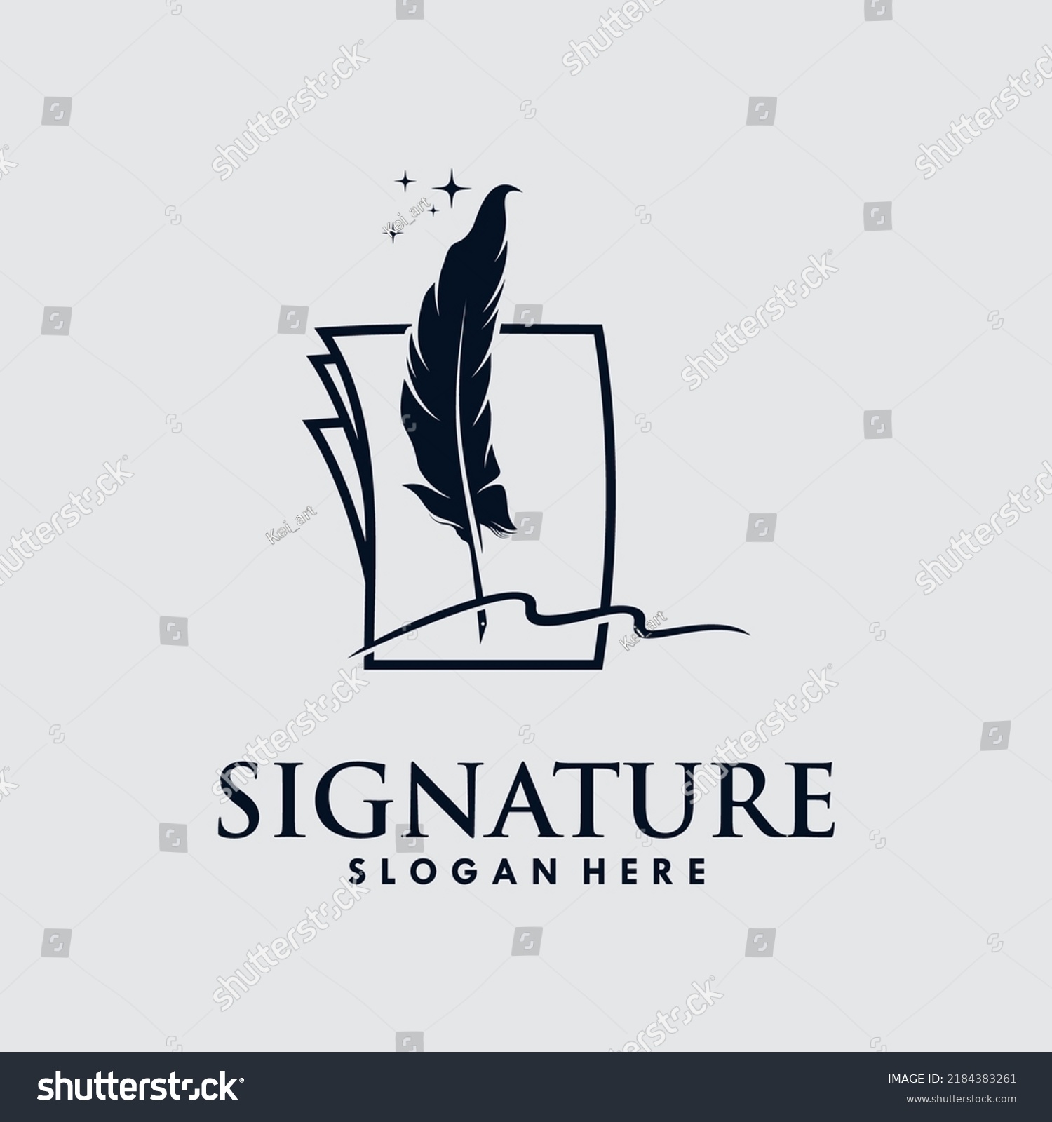 Feather Pen On Paper Signature Handwritten Stock Vector (royalty Free 